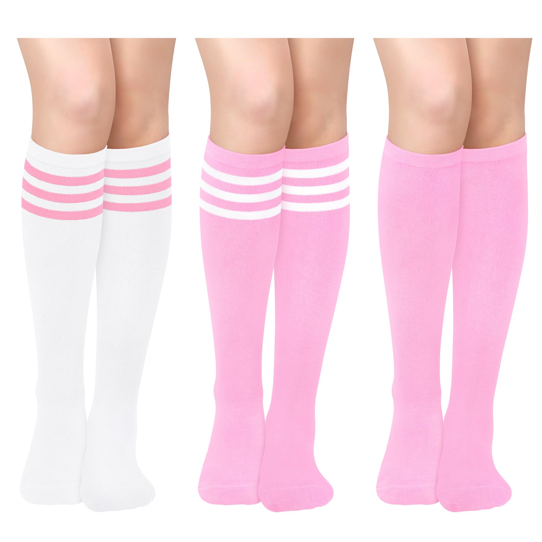 Olreco 3 Pack Womens Knee High Socks for Women Knee Socks for Women Long Sock Woman Tube Sock Halloween Accessories Cotton