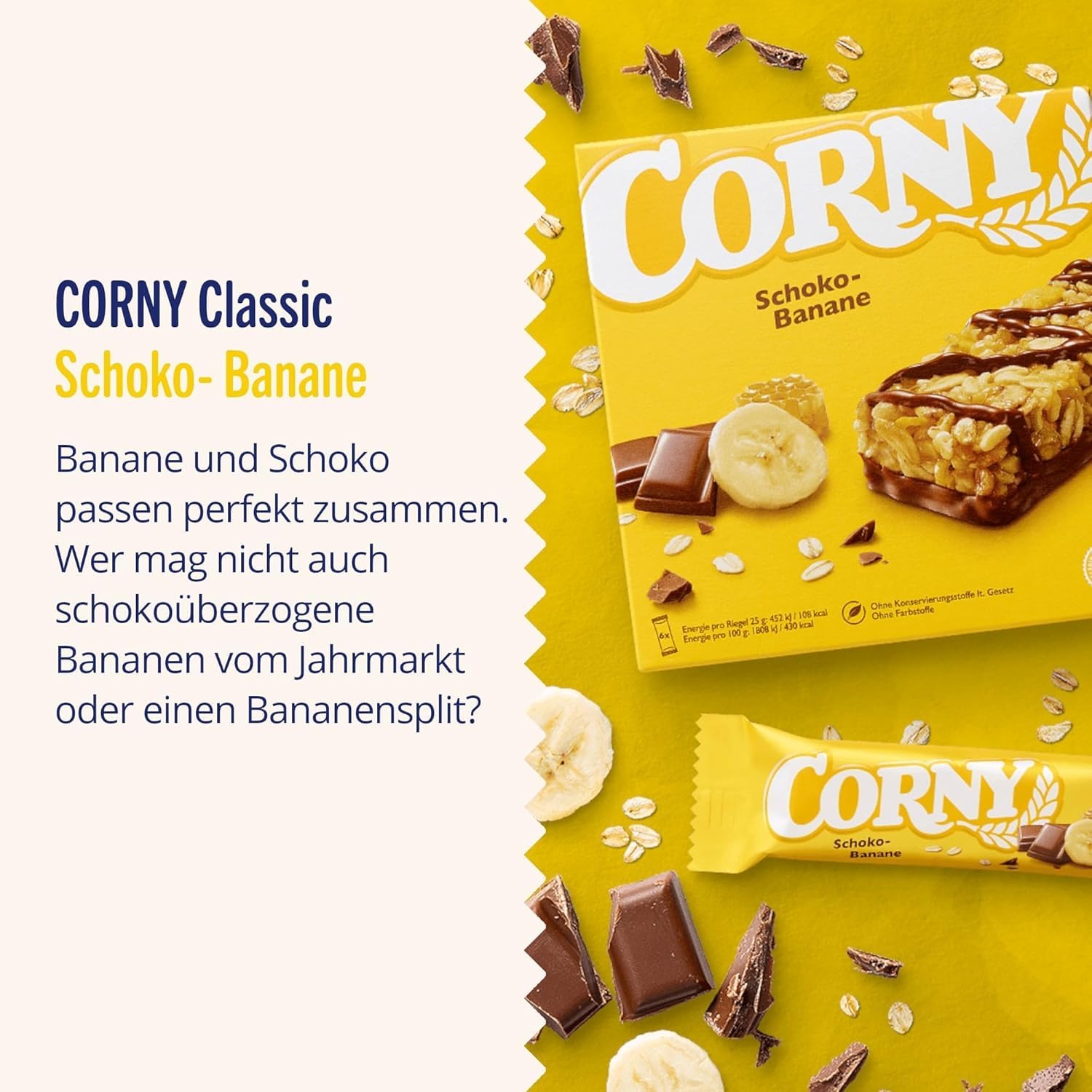 Müsliriegel | Corny Classic Schoko-Banane | Mit Schokolade und Banane | Multipack 60x25g