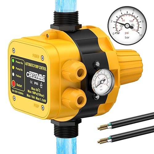 Smart Pressure Switch with Gauge for Well Pump, Automatic Water