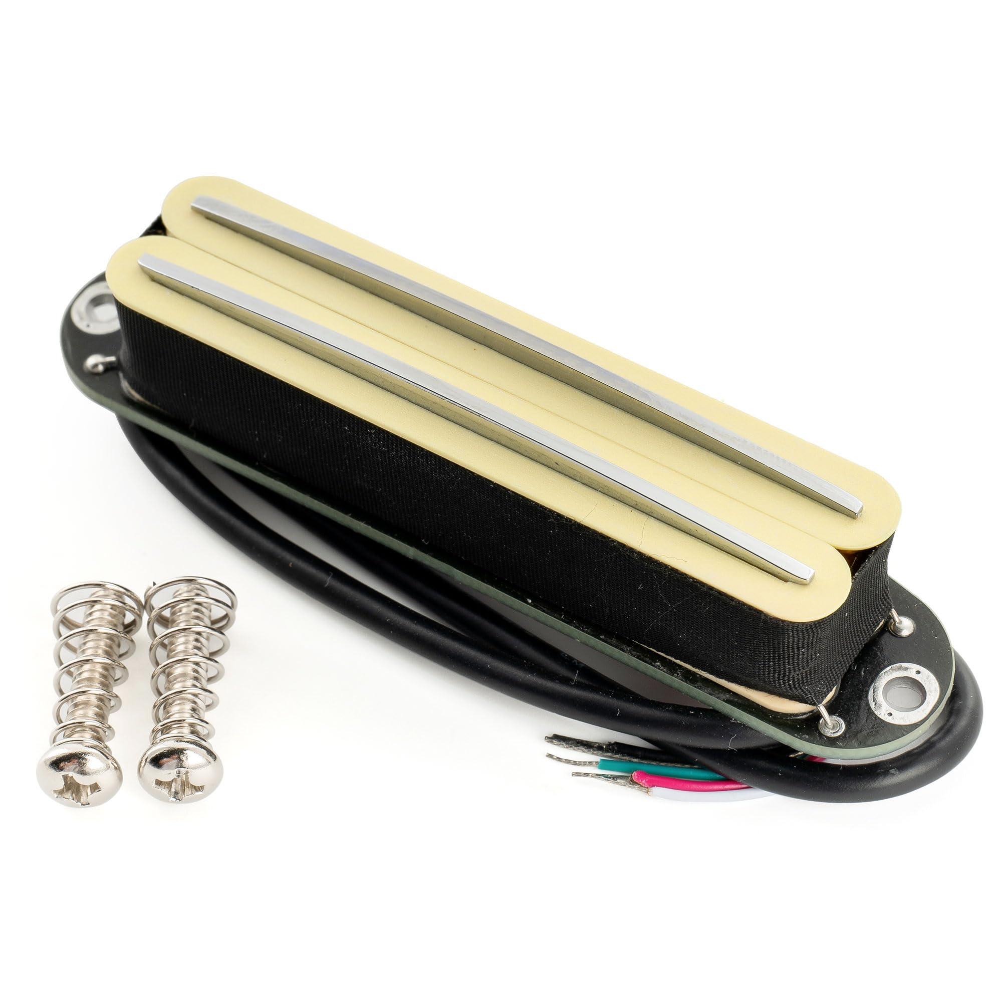 Musiclily Pro ST-DPLC Cerámico Rail Blade Pastilla Humbucker Formato Single Coil 6,2K para Guitarra Eléctrica tipo Strat, Cuerpo Crema Raíl Cromado