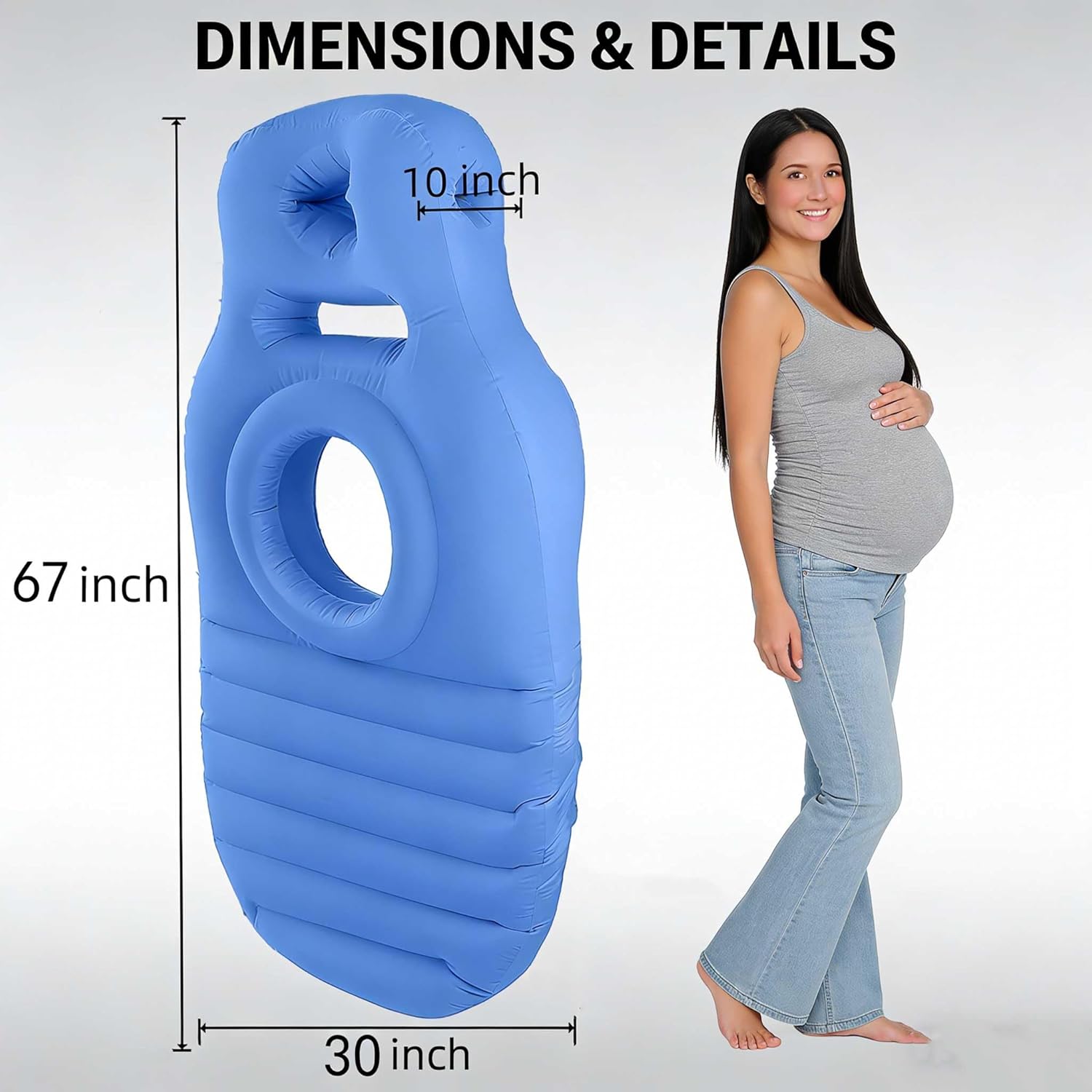 Inflatable Pregnancy Pillows for Sleeping with Belly & Head Hole Maternity Pillow for Stomach Sleepers Almohada para Embarazada Pregnancy Airbed Mattress Pool Float for Tummy Massage (Blue)