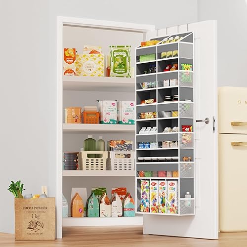 Miniatura 6 de Organizador para colgar sobre la puerta de 6 niveles, organizador de bebé con 10 bolsillos y 12 bolsas laterales de malla, almacenamiento trasero de