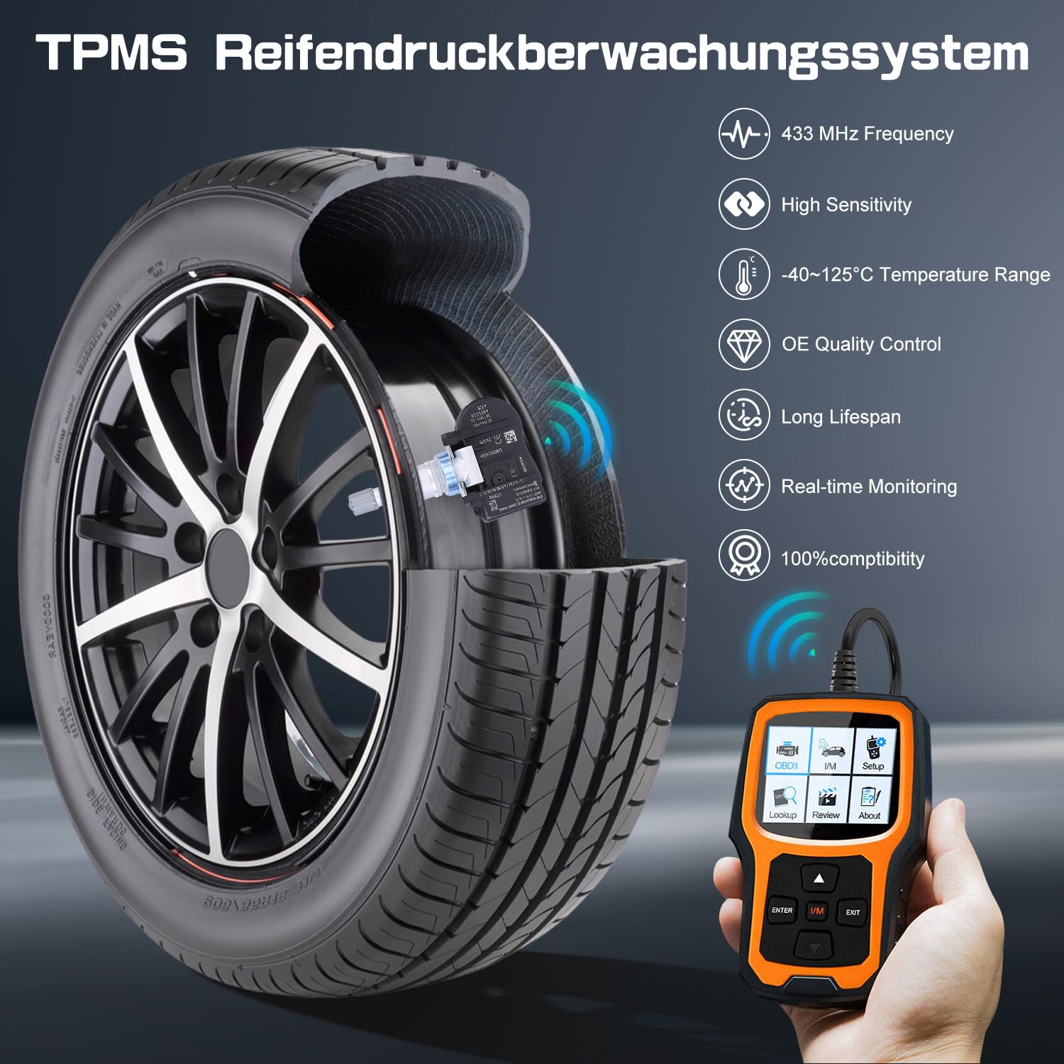 LICHENGTAI 4 sztuki TPMS czujnik ciśnienia w oponach, kompatybilny z 1, 2, 3, 4, X1, X5, X6, RDKS, 6881891, 36106881890, 36106856209, system kontroli ciśnienia w oponach