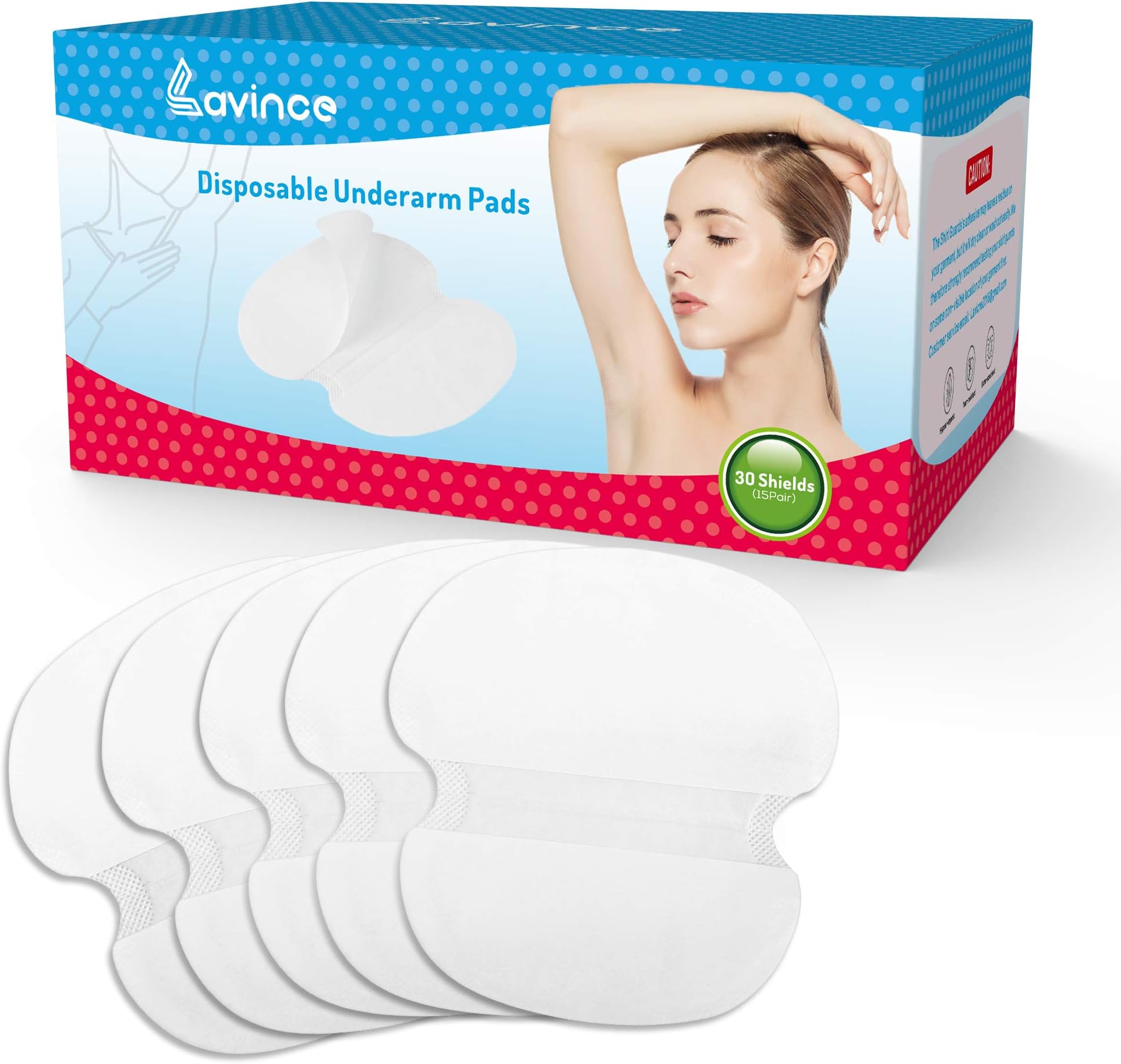 Underarm Sweat Pads Premium Quality Absorbent Dress Shields Armpit Guards for Men and Women -Non Visible,Extra Adhesive,White, 30 Pack Large Size