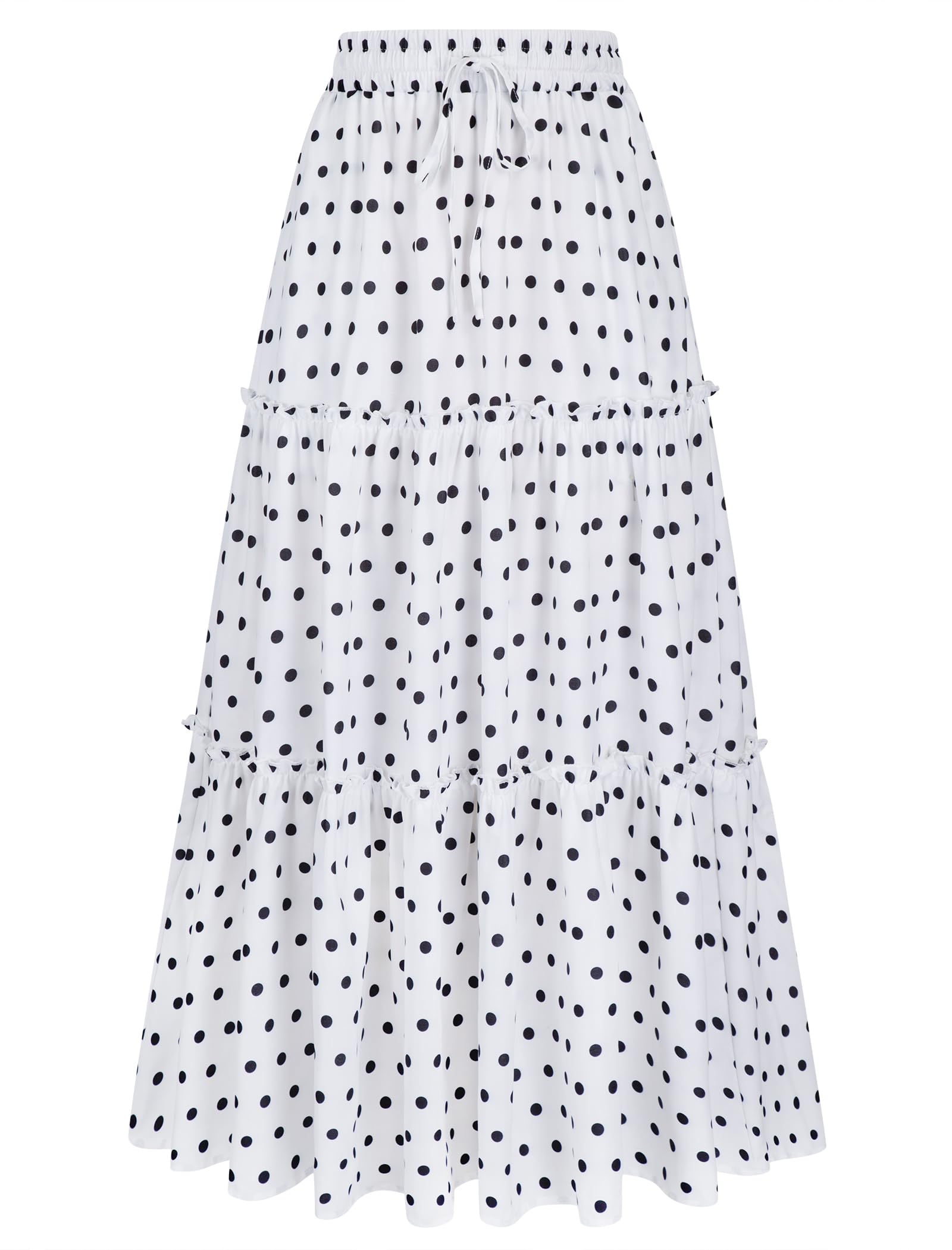 Arolina Women's Summer Maxi Skirt Trendy High Waist Pleated Ruffle Long Skirts Flowy Beach Boho Skirt Dress with Pockets