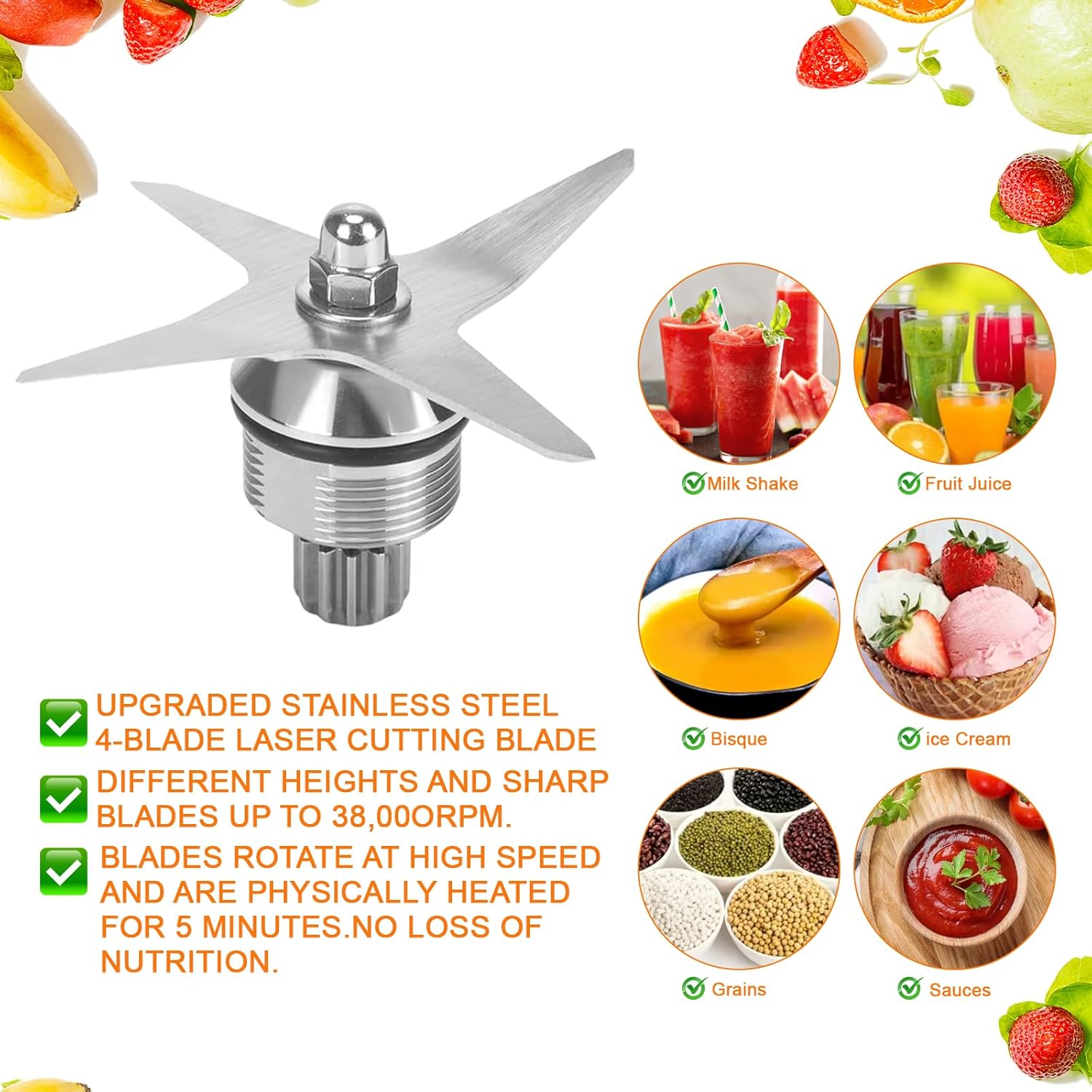 64oz Stainless Steel Container for Vitamix Blenders, Stainless Steel Blender Pitcher Compatible With Vitamix 5200 750 6300 Vm0103 Vm0197 E310 A2500 Explorian Commercial Ascent etc Series