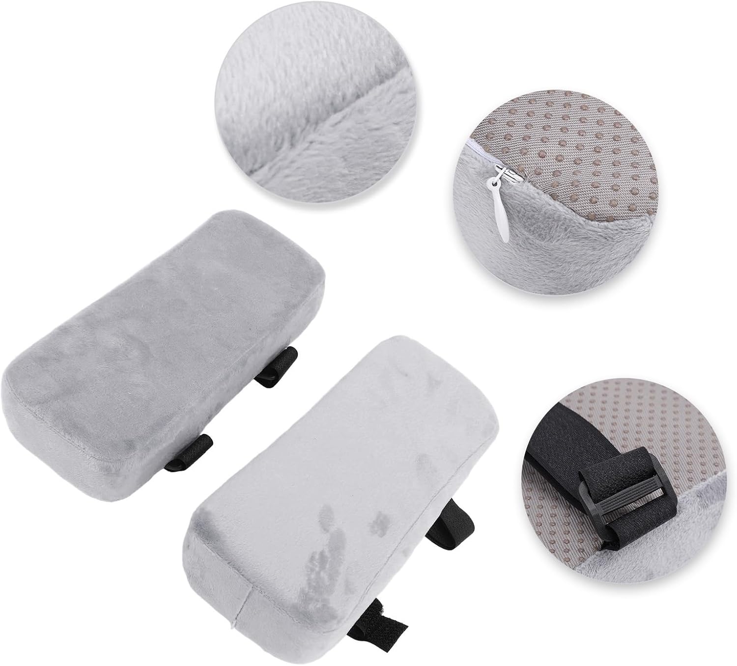 1 Pair Ergonomic Memory Foam Office Chair Armrest Pads Comfy Gaming Arm Rest Covers Pads, Black for Elbows and Forearms Pressure Relief Soft & Comfortable Cover Elbow Forearm