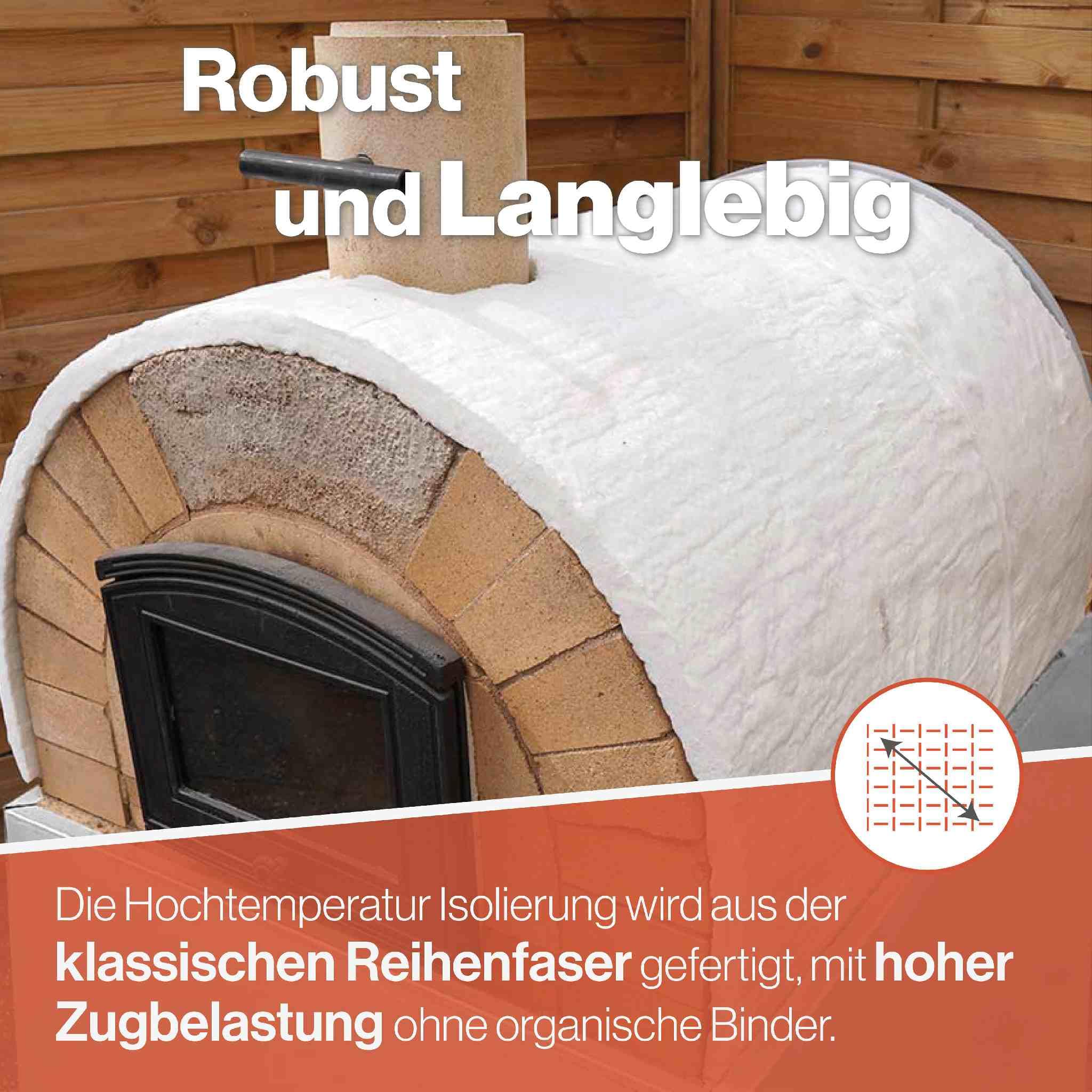 Feuerfest 123 - Keramikfasermatte [165x61x2,5 cm] - Bis 1.260 °C - Hochtemperatur-Isolierung - Keramikfaserdecke für Kamine und Öfen - Auch als Ofenrohr Isolierung - Material Dichte 128 KG/m³