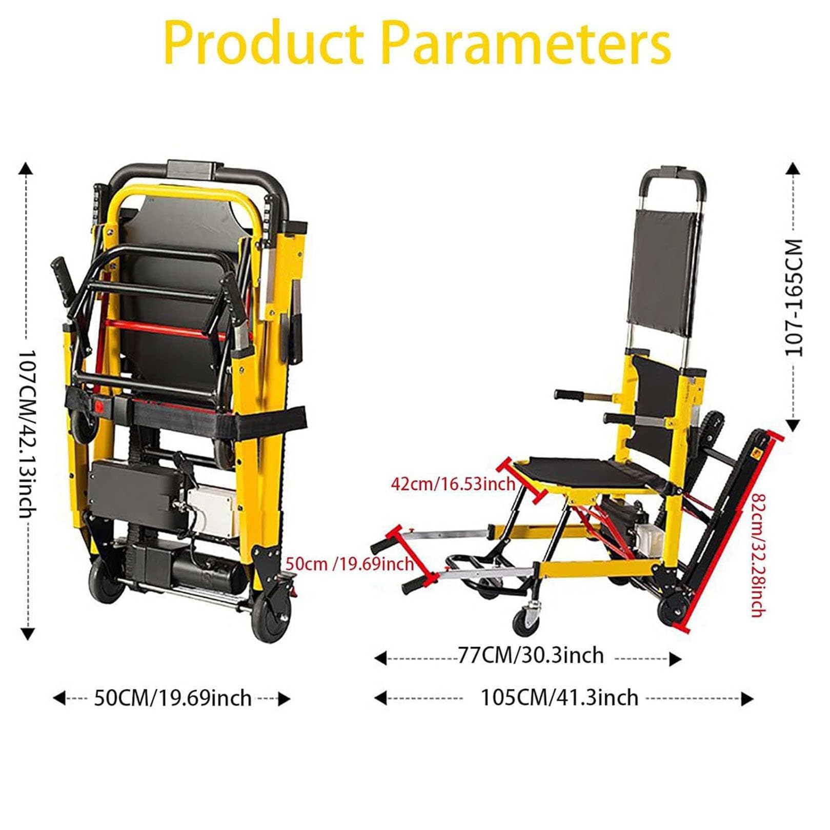 Silla de ruedas eléctrica plegable para subir escaleras, ultra suave y versátil, equipada con batería de litio de 24 V 13 Ah para una fácil movilidad en escaleras