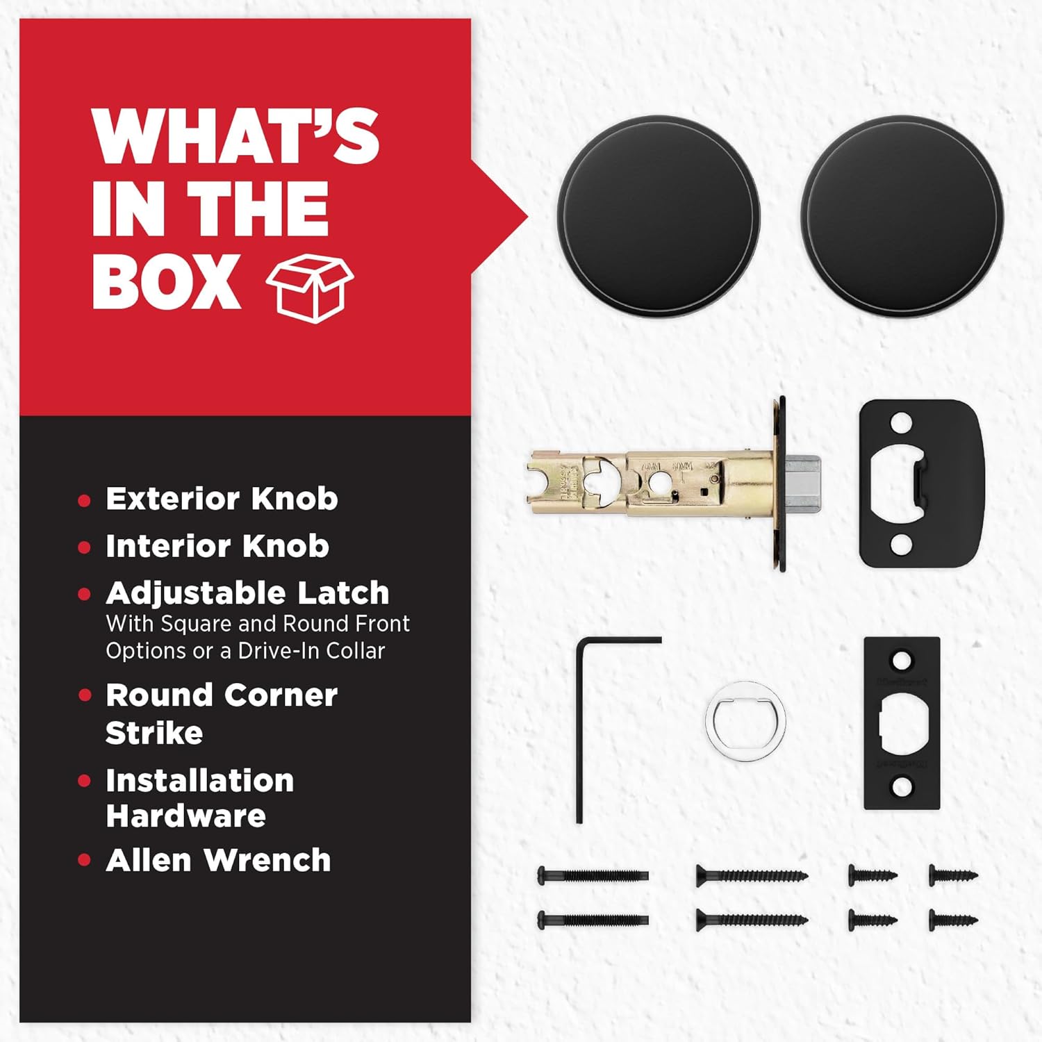 Kwikset Pismo Interior Passage Door Knob, Handle For Closet and Hallway Doors, Non-Locking Doorknob in Matte Black, with Microban Protection