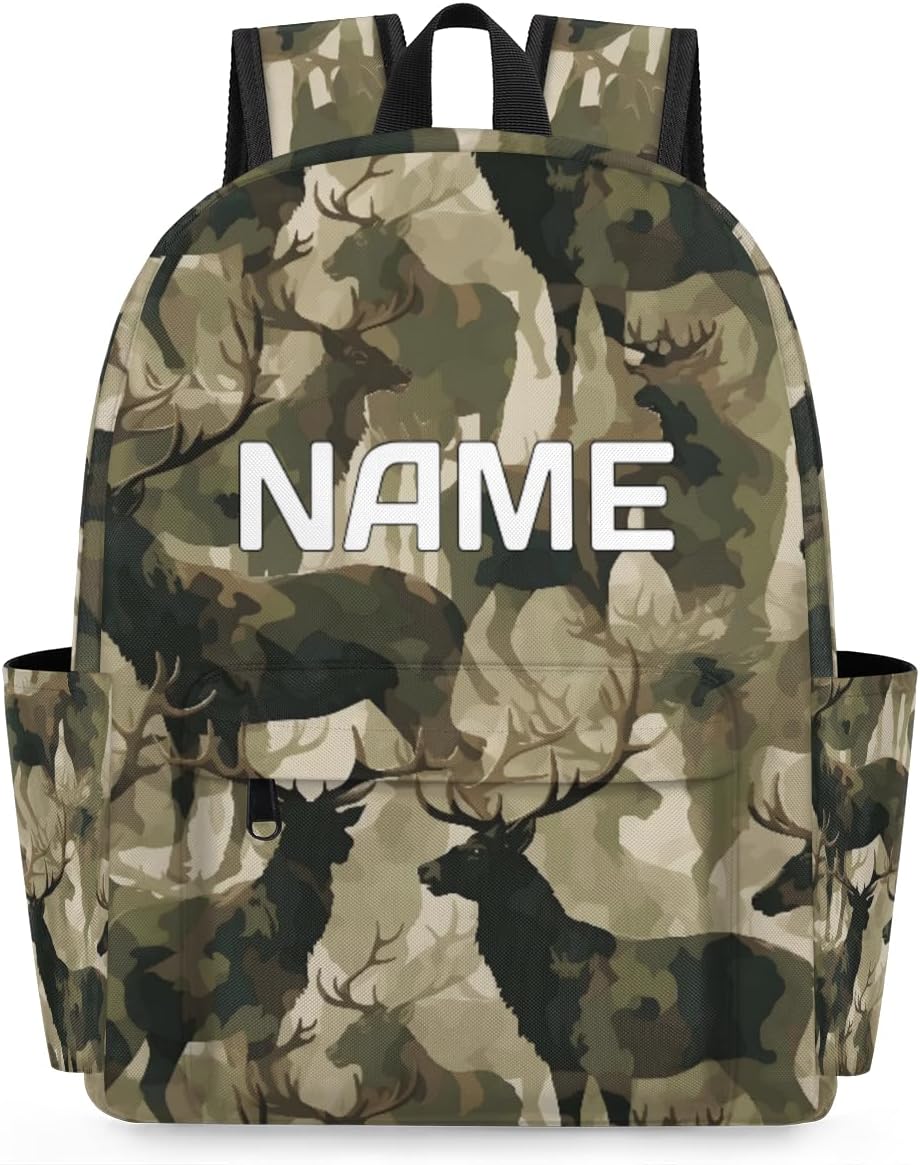 Camouflage Military Customized Kids Backpack for Boys Girls Deer Animal Personalized Preschool Toddler Backpack Kindergarten Nursery Bookbag Travel Children School Bag
