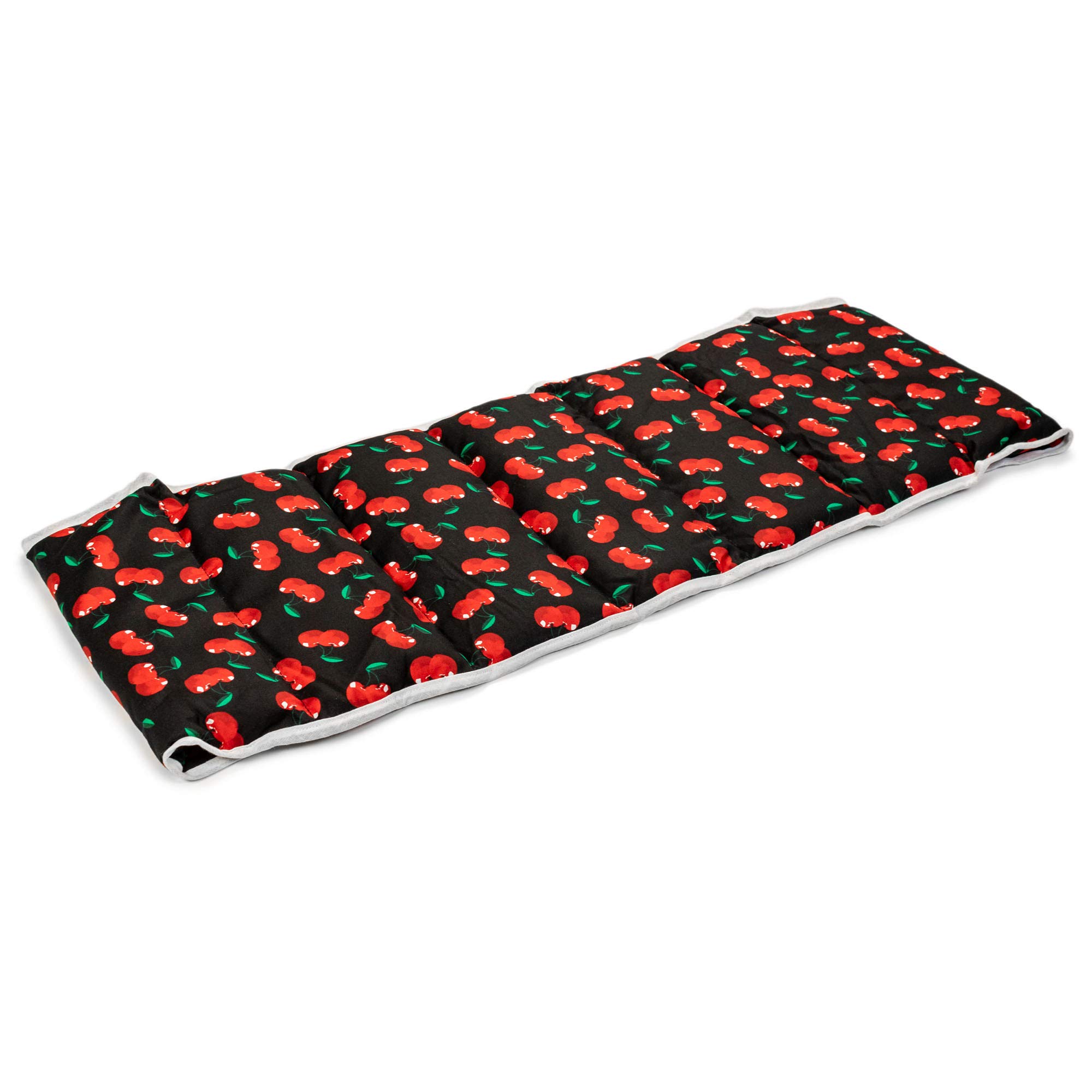 Faja térmica lumbar de semillas con cierre, largo aprox. 135cm, cherry-black. Cojín térmico para la espalda. Huesos de cerezas