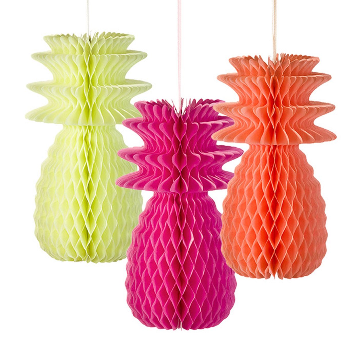 Talking Tables Multicolor Decadent Decorations Hanging Honeycomb Pineapple Décor For A Bbq, Luau, Or Summer Party, Multicolour (3 Pack)