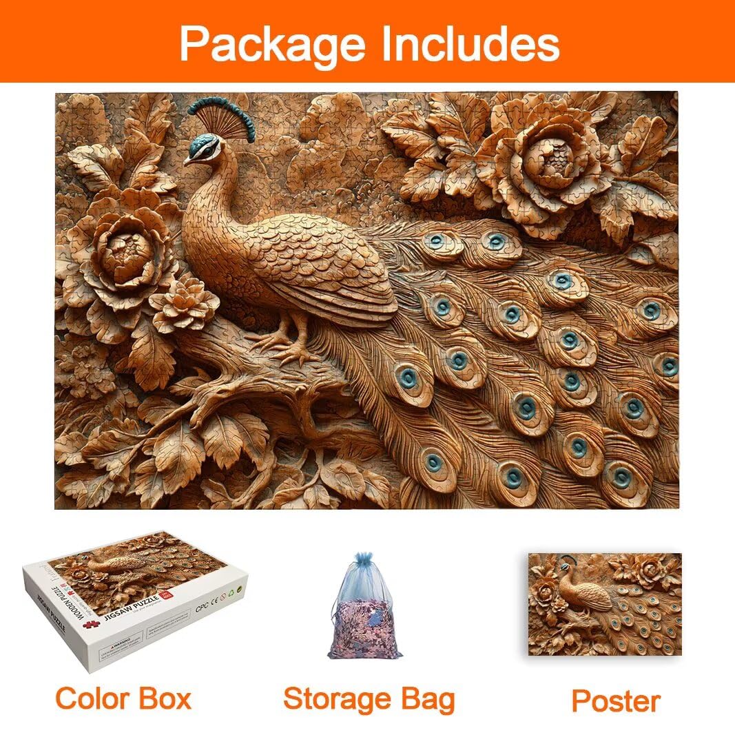 Puzzle 2000 Pezzi, Puzzle Pavone, Misura: 100x71cm, Regalo Donna/Uomo -8721