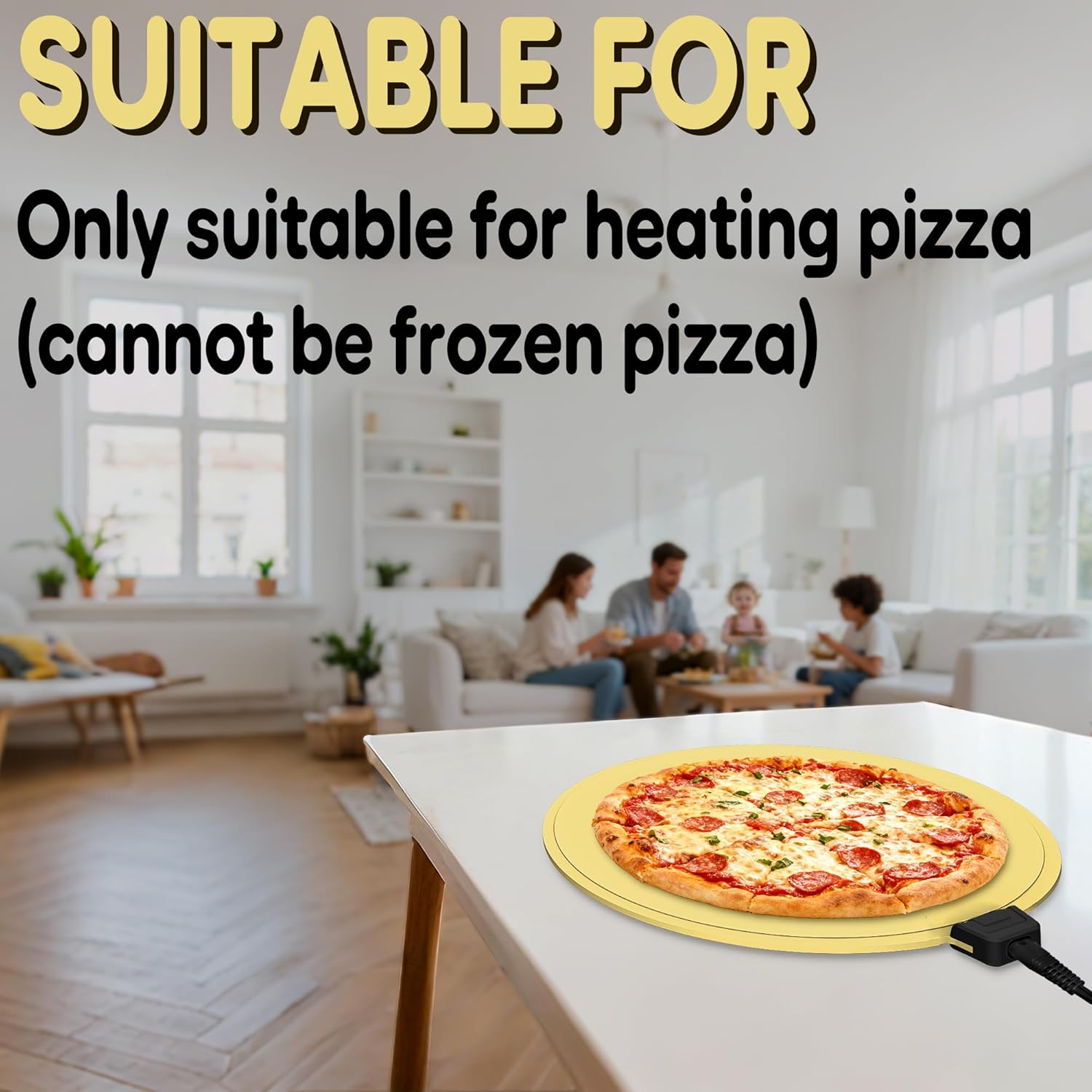 Portable Silicone Pizza Warming Mat - Roll Up Electric Food Heating Pad Tray, Fast Even Heating for Buffet Parties, Foldable Hot Plate Warmer for Home Kitchen Gifts (Yellow)