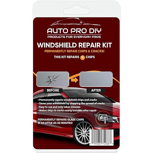Windshield Repair Kit, 4 Pack (Repairs 4 Chips), 20-Minute Glass Rock Chip Repair Tool