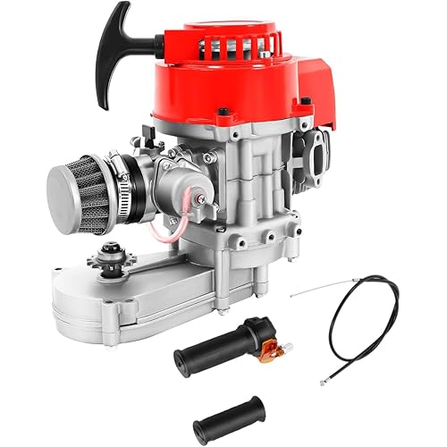 49cc 2 Stroke Engine, Mini Dirt Bike Engine,Pocket Bike Motor – Gasoline Engine Single Cylinder Pull Rope Start Motor,3HP/1.9KW Max Power,Hand-Pull Start,For ATV/Scooter/Mini Bike