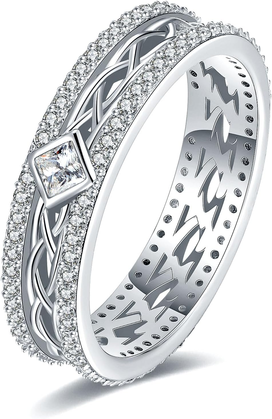 Celtic Eternity Wedding Bands Women - 925 Sterling Silver Cubic Zirconia Irish Promise Engagement for Her Size 5-9