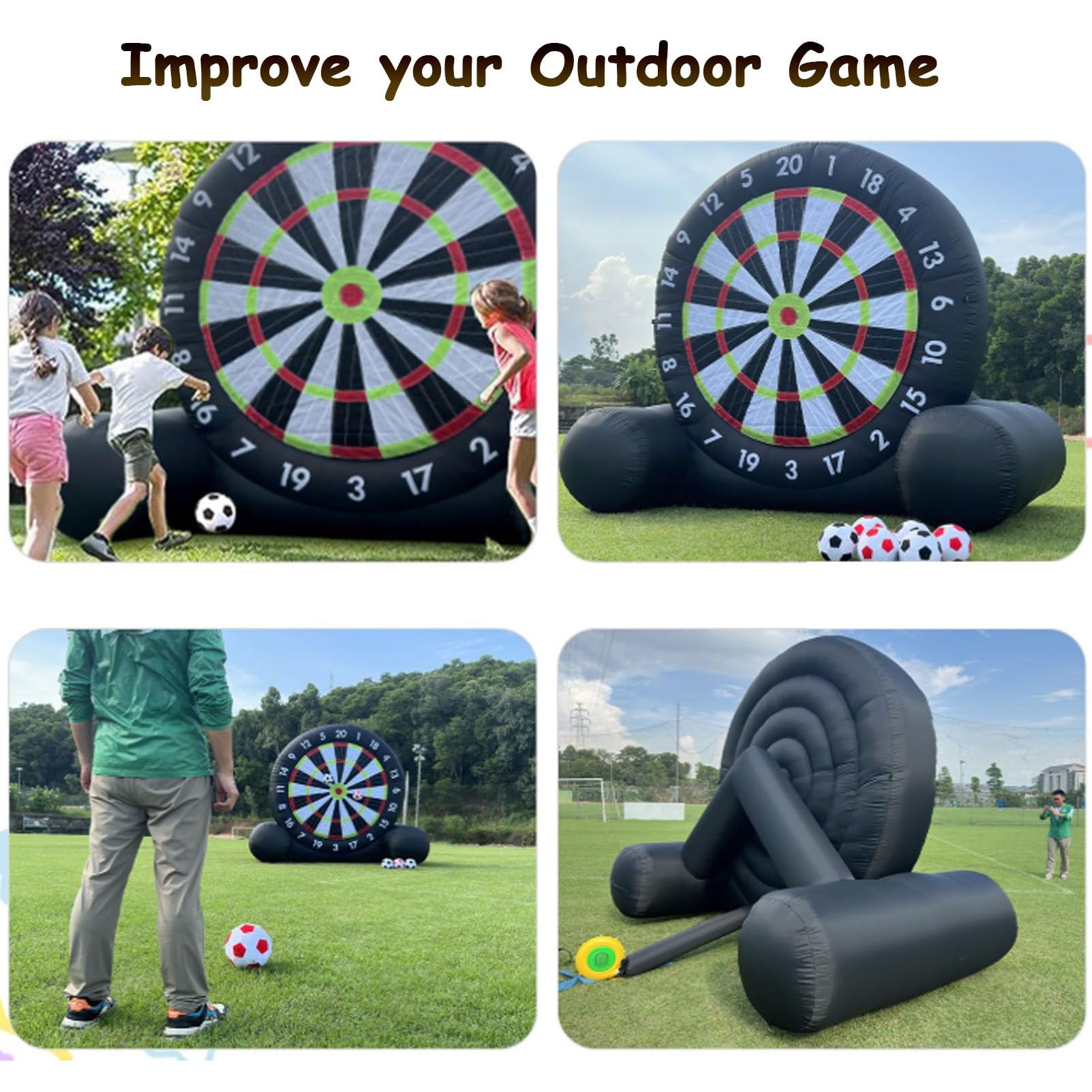 Diana de fútbol profesional para exteriores, diana inflable de alta adherencia con soplador de 370 W y 8 bolas, juego de dardos gigante para patios y fiestas, juego deportivo impermeable,3m