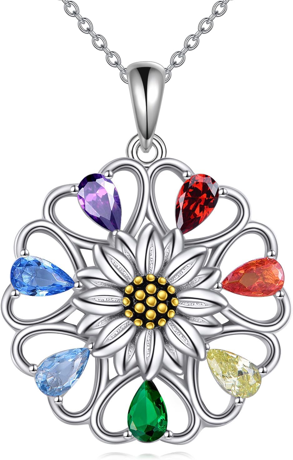 TIGER RIDER Unique Sunflower Necklace Sterling Silver 7