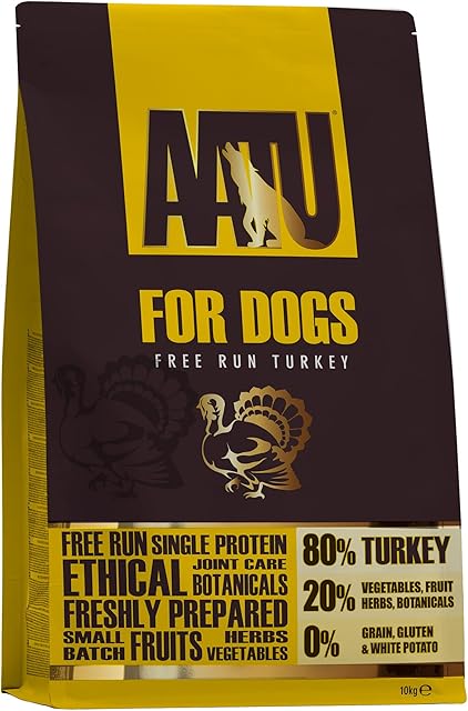 AATU 80/20 Dry Dog Food - Turkey 10kg - High Protein Grain Free Recipe with No Artificial Ingredients