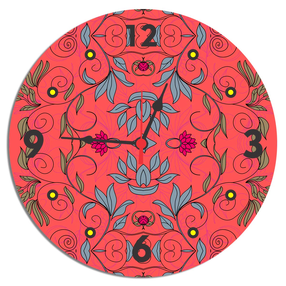 Buy Universal Retail Round Wall Clock for Living Room, MDF Wood Quartz