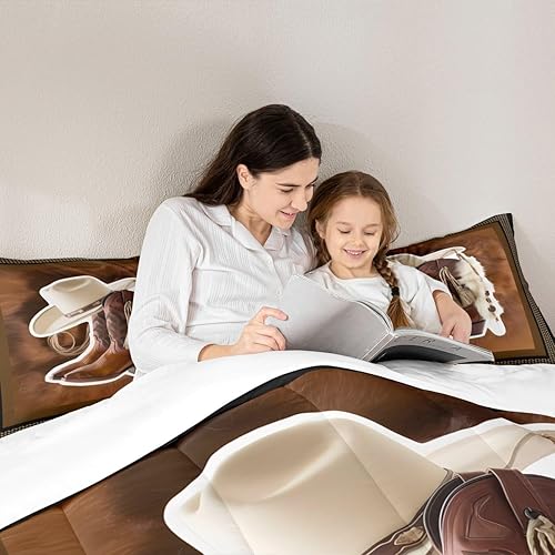Miniatura 6 de Feelyou Juego de edredón de decoración occidental para niños, juego de ropa de cama de piel de vaca para niños y adolescentes, decoración de