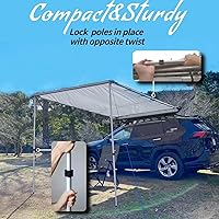 Vista 5 de DANCHEL OUTDOOR - Toldo retráctil, impermeable para vehículos: SUV, Overland, Offroad. Carpas gris para automóvil.