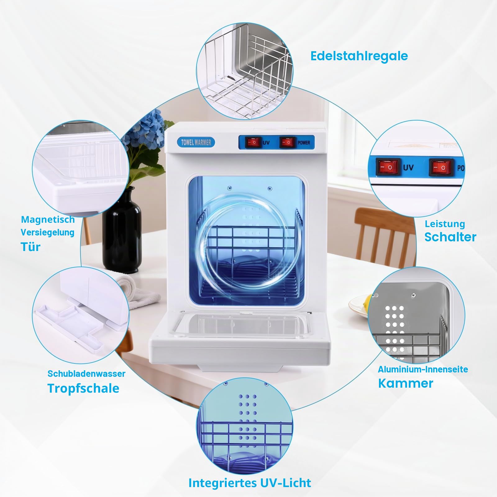 Handtuchwärmer, 5L Handtuchheizschrank, Handtuchwärmer Elektrisch UV Sterilisator, Towel Handtuch Wärmer für Gesichtsbehandlungen, Haarpflege, Massage, Salonausstattung und Zuhause