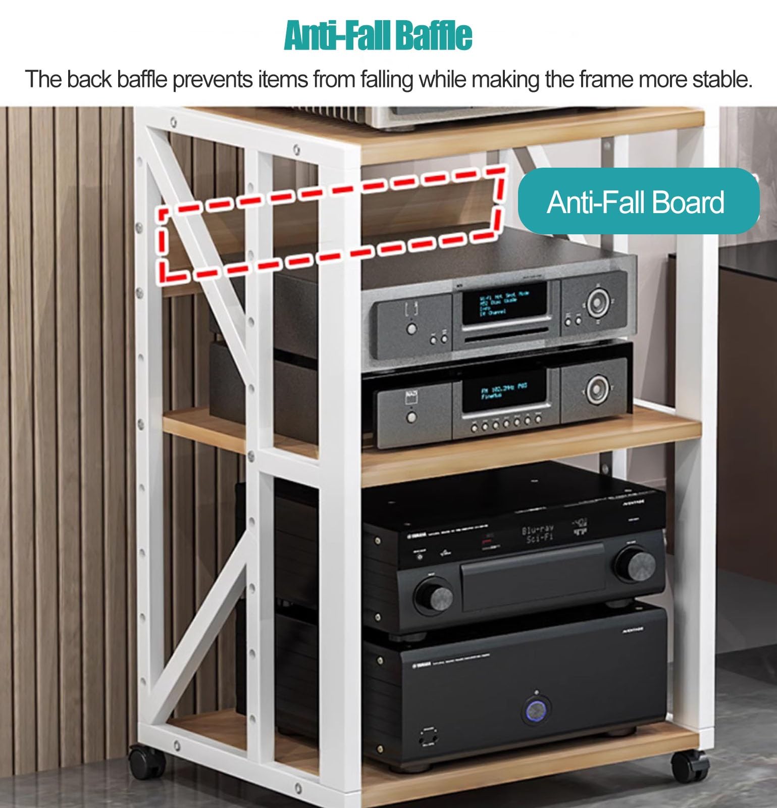Stojak HiFi, regały i stojaki Hi-Fi, stojaki komponentowe AV, wieża audio i centrum multimedialne, domowy stojak stereo Hi-Fi z kółkami, nowoczesny, ciężki, czarny, półkowy regał