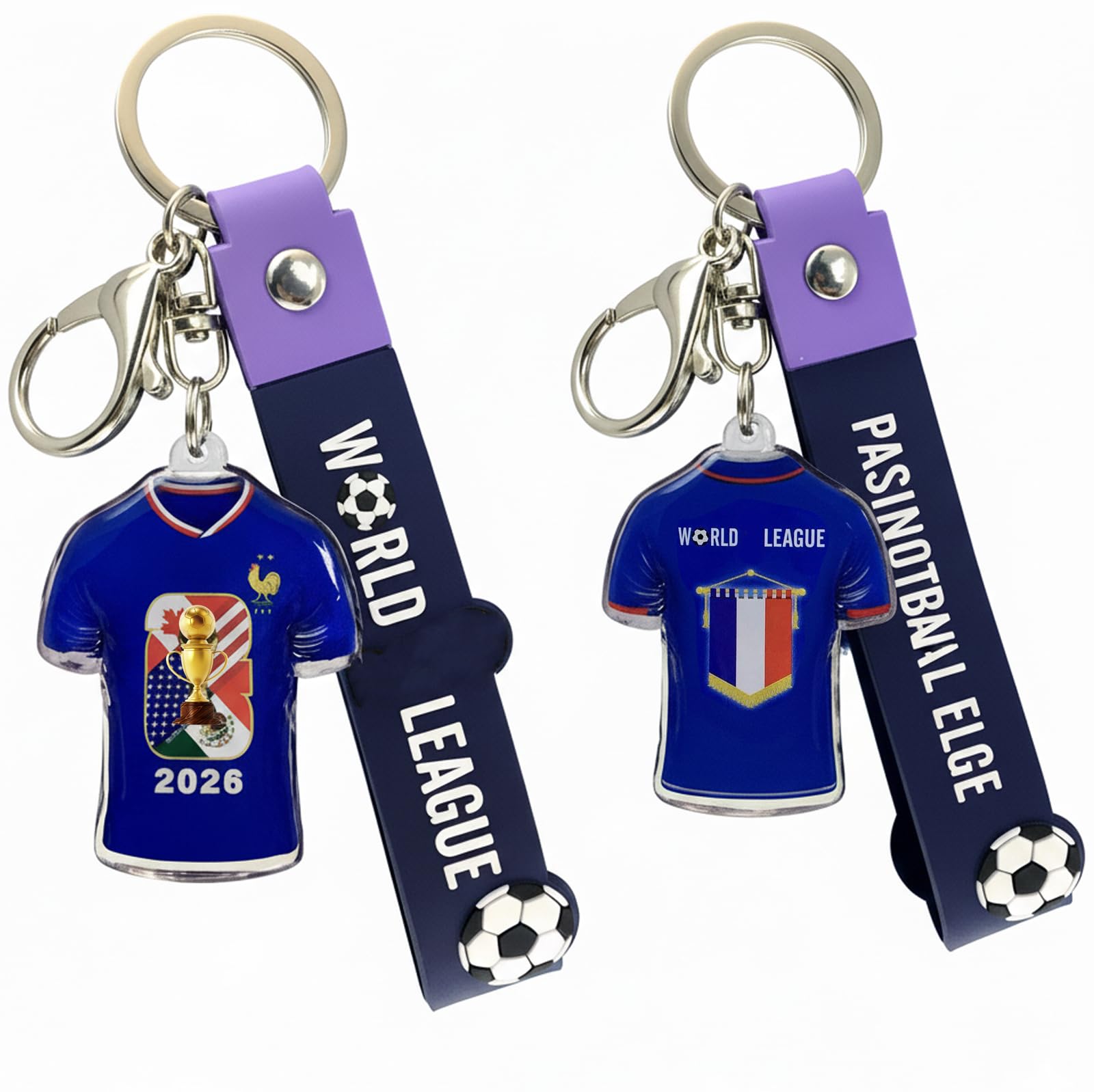 Yunlijia Unisex Red World Cup Football 2026 Double Sided Printing On Acrylic France Team Key Ring For Men And Women Fans Friend Colleague Birthday Giveaway Gifts Souvenir Pendant For Backpack, Car Keys Accessories