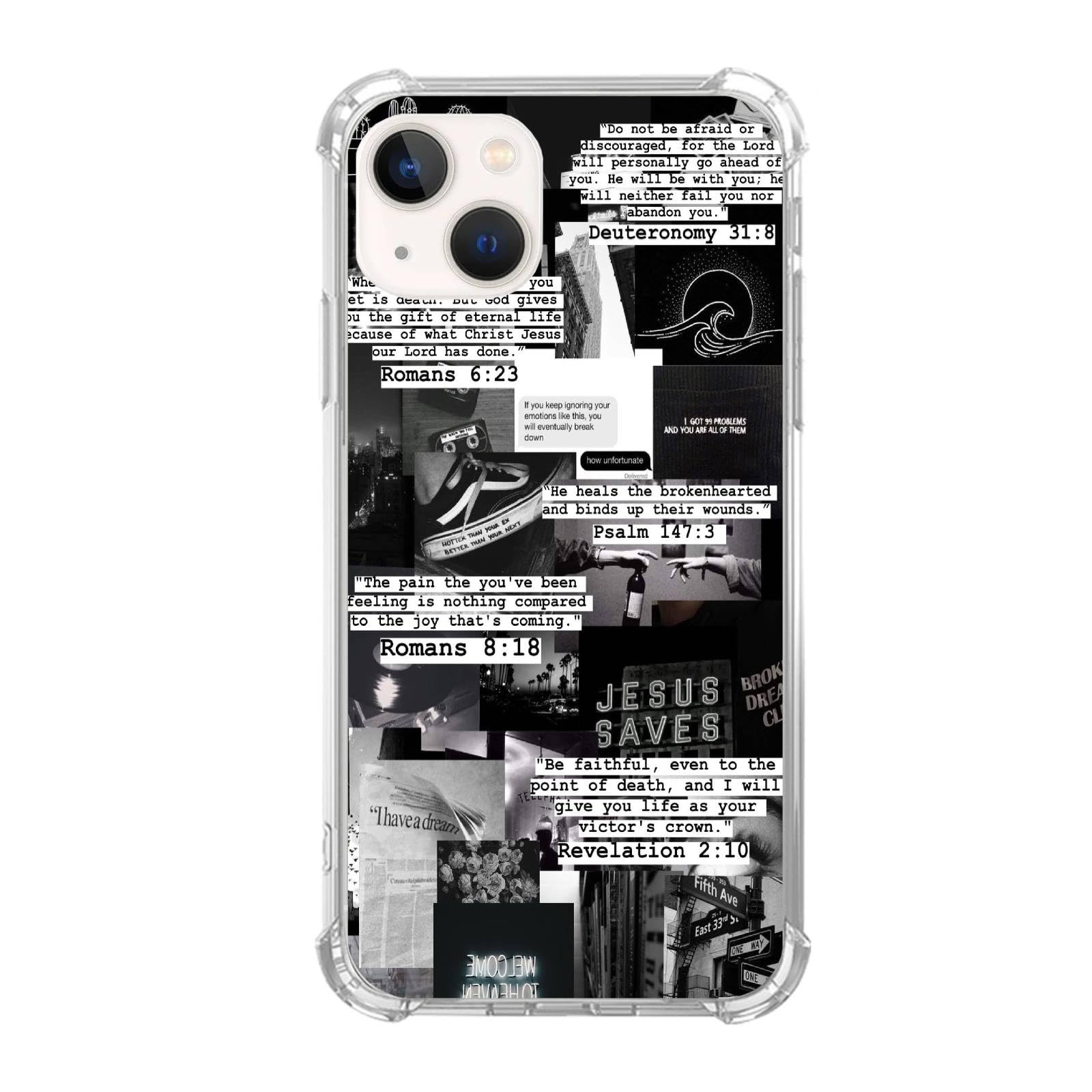 Cjoelzky Black Aesthetic Phone Case Compatible with iPhone 14，Positive Famous Quotes Collage Cool Teen Woman Girl Boy Case for iPhone 14, Shockproof
