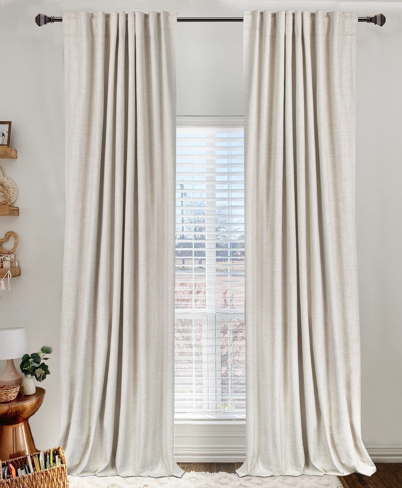 Photo 1 of 100% Blackout Linen Curtains - Cream