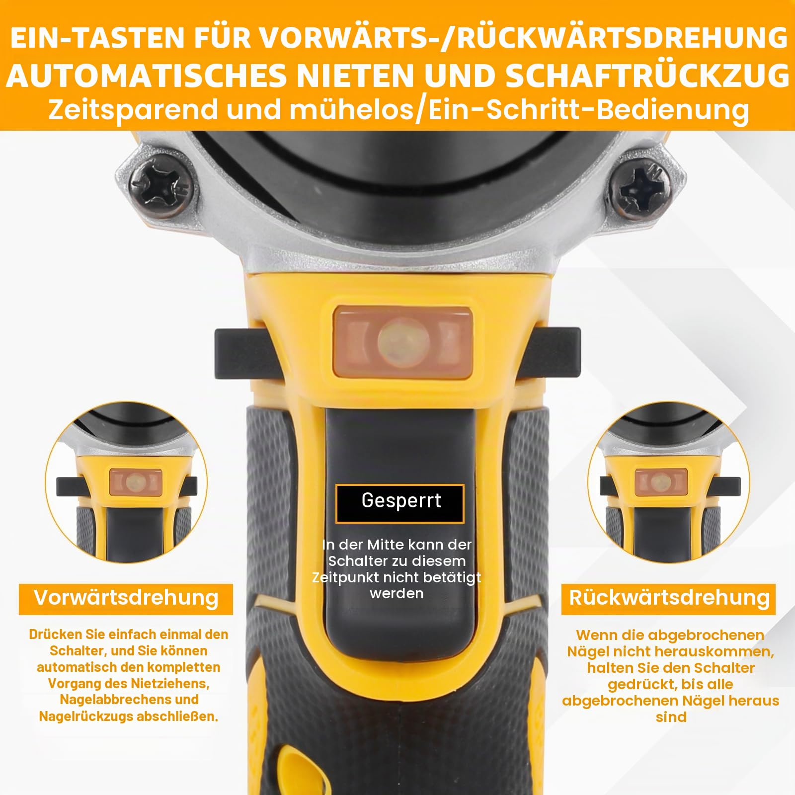 Akku Nietpistole kompatibel mit Dewalt 20V Akku (ohne Batterie)