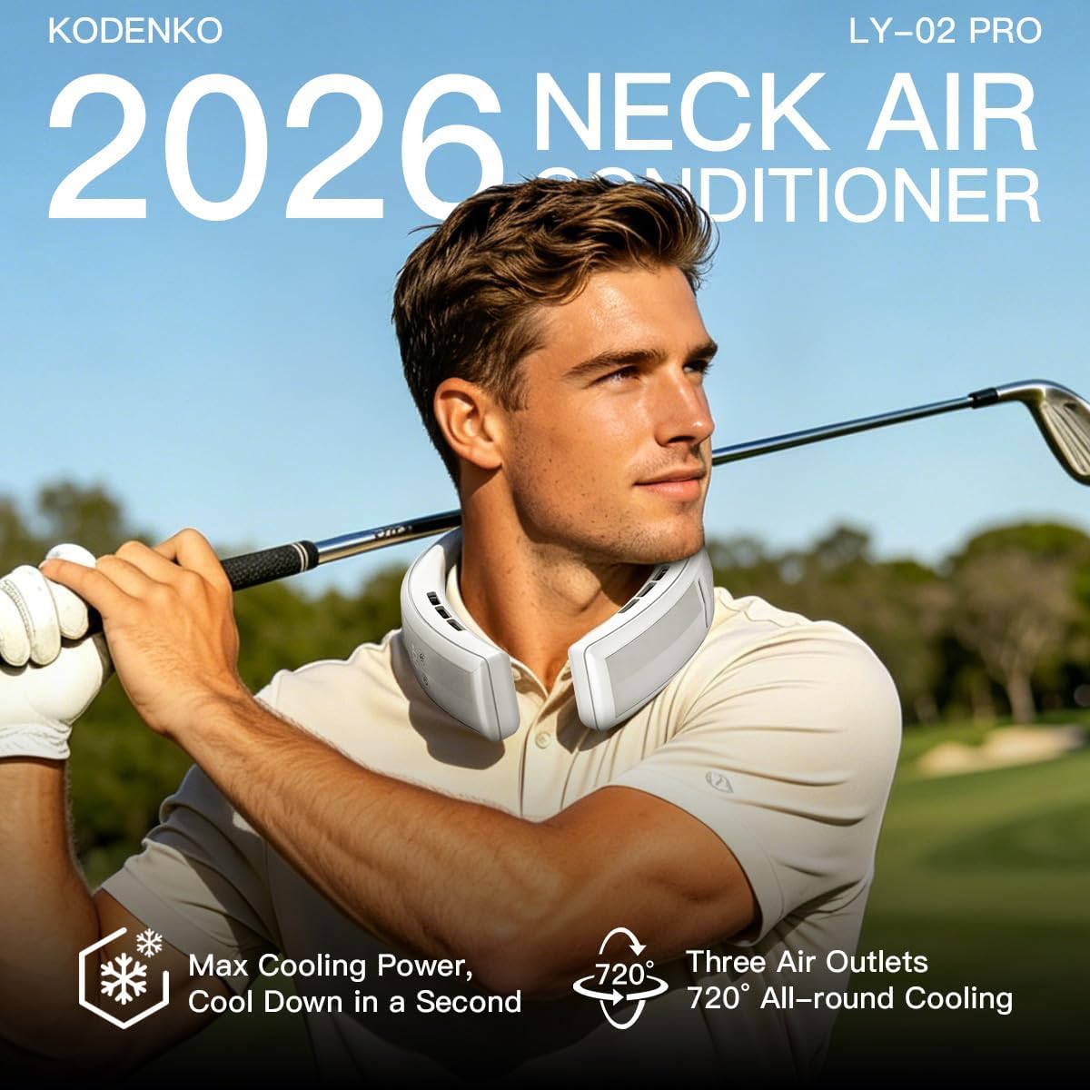 2026 Latest Neck Air Conditioner, Quiet Anti-Hair Pinch Bladeless Fan, 10000 mAh Long Endurance Version Portable Neck Fan, Great Gift for Father's Day & Graduation Season, Black