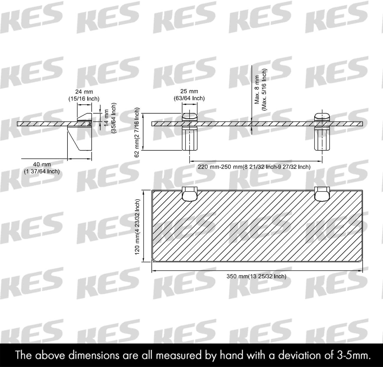 KES Bathroom Tempered Glass Shelf 14-Inch 8MM-Thick Wall Mount Rectangular Polished Chrome, BGS3202S35 : Tools & Home Improvement