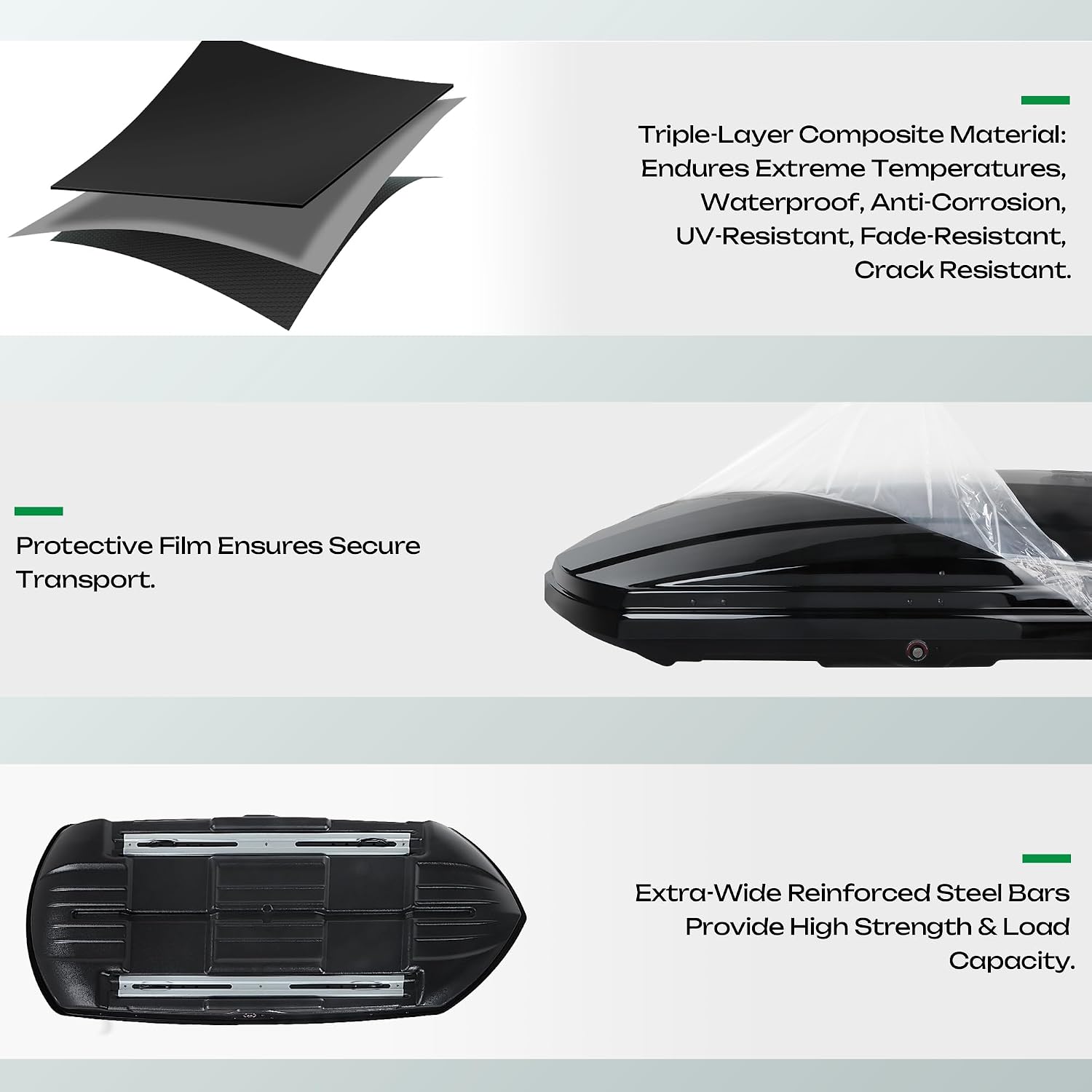 Rooftop Cargo Carrier AUSUM MOTOR Cargo Box for Car Storage, Large Roof Rack Cargo Carrier Dual Side Opening Hard Shell Weatherproof Storage Boxes - 14 Cubic Feet 110LBS Capacity Glossy Black