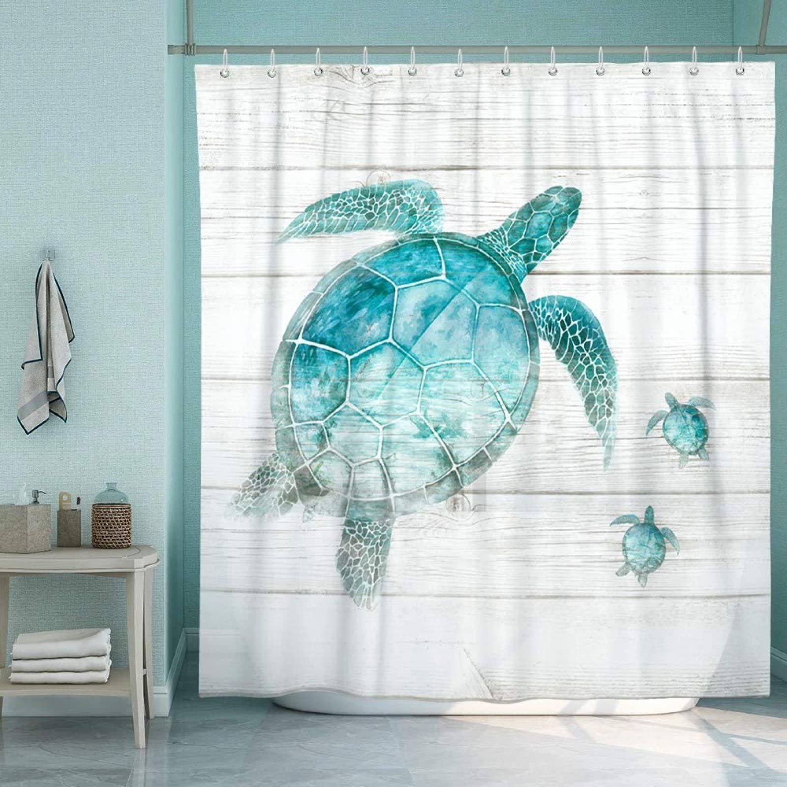 Rideau de douche tortue de mer mignonne idéal pour créer une ambiance marine et relaxante