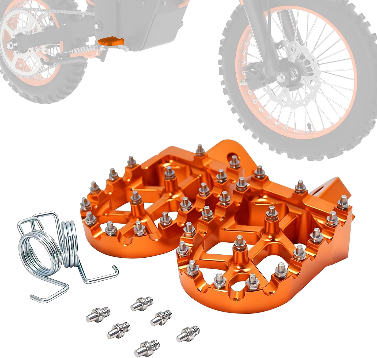 Foot Pegs CNC Compatible Fit for Tuttio Tutti Soleil 01, Electric Dirt Bike Footpegs Compatible Fit for Tuttio Soleil01 GB SF BF ARC Non-Slip Anodized Finish Easy Installation Orange
