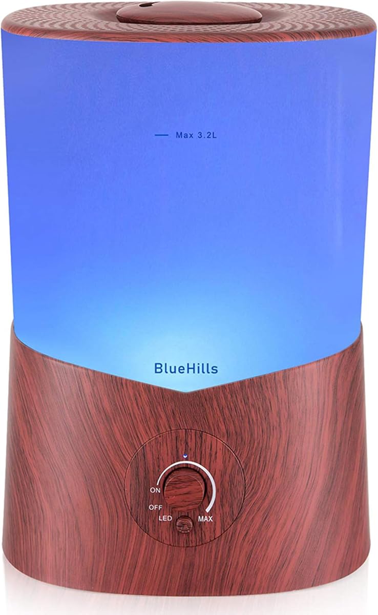 Humidificador Difusor de Aceites Esenciales Premium 3000 ML XL 3L Madera Oscura | Difusor humidificador de aroma 2 en 1, capacidad de 3 litros para habitaciones grandes del hogar, apagado automático, alta salida de niebla, luces LED decorativas, K3