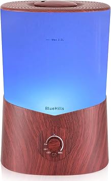 BlueHills Premium 3000 ML XL Essential Oil Diffuser Humidifier 3L Dark Wood | Aroma Humidifier Diffuser 2 in 1, 3 Liter Capacity for Large Room Home, Auto Shut Off, High Mist Output, Decor LED Lights, K3
