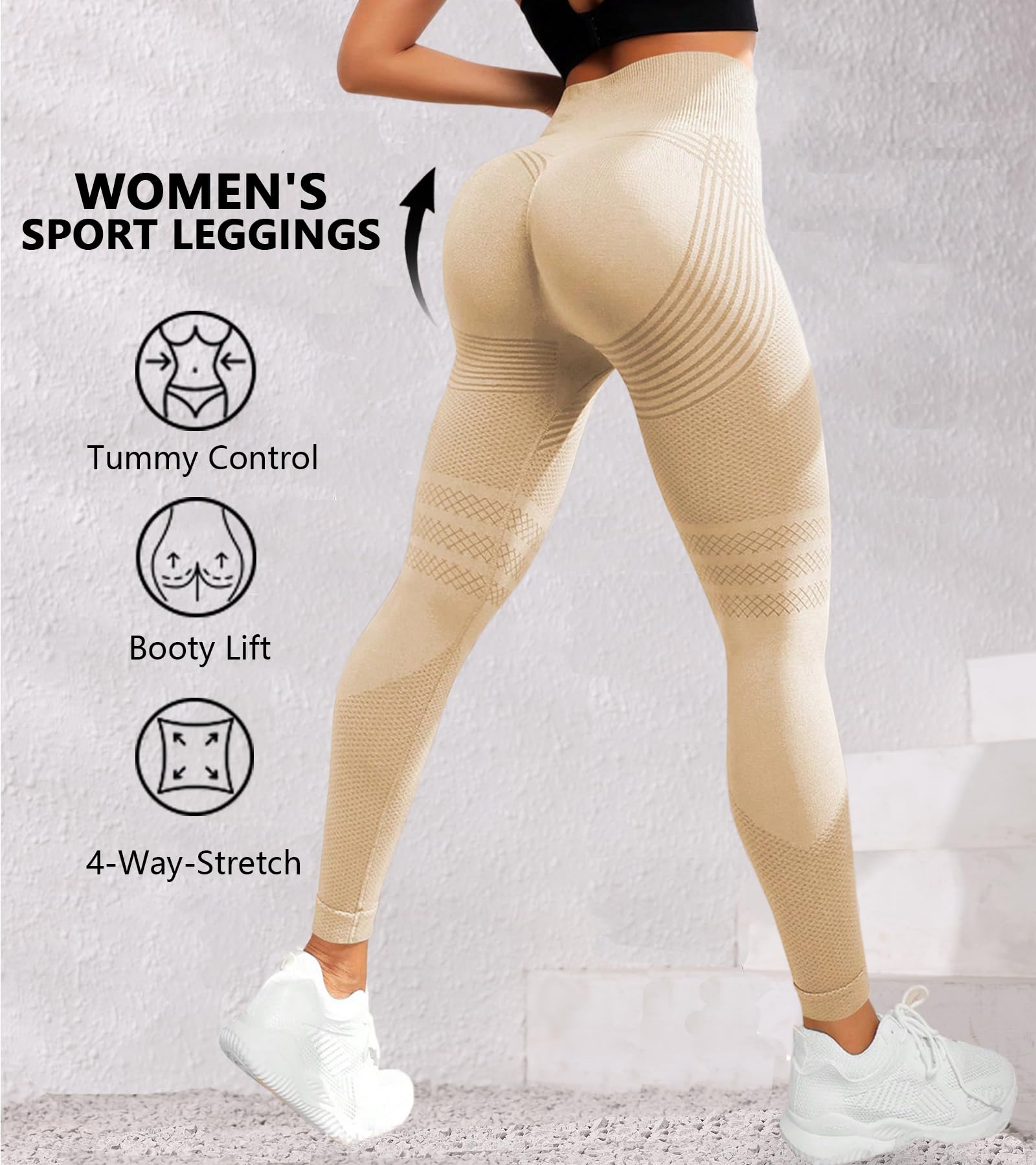 Scrunch Butt Leggings para Mujer Deportivos Cintura Alta Anticelulíticos Pantalones Largos Compresión Moldeadores Levantar el Trasero Pantalones Yoga Gym Correr Leggings Elásticos sin Costuras
