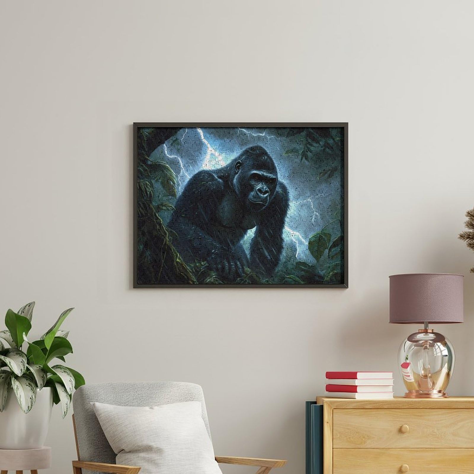 Lustiges Malen nach Zahlen für Erwachsene, Motiv: Gorillas Donner, digitales Ölgemälde, Heimdekoration, Geschenk, 50 x 65 cm