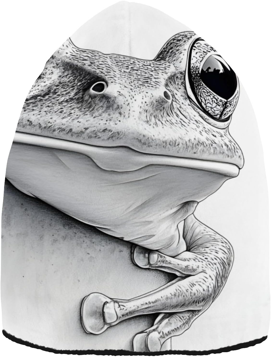 Beanie Frog Head Black White for Women Men Cute Funny Winter Hat Reversible Skull Knit Cap