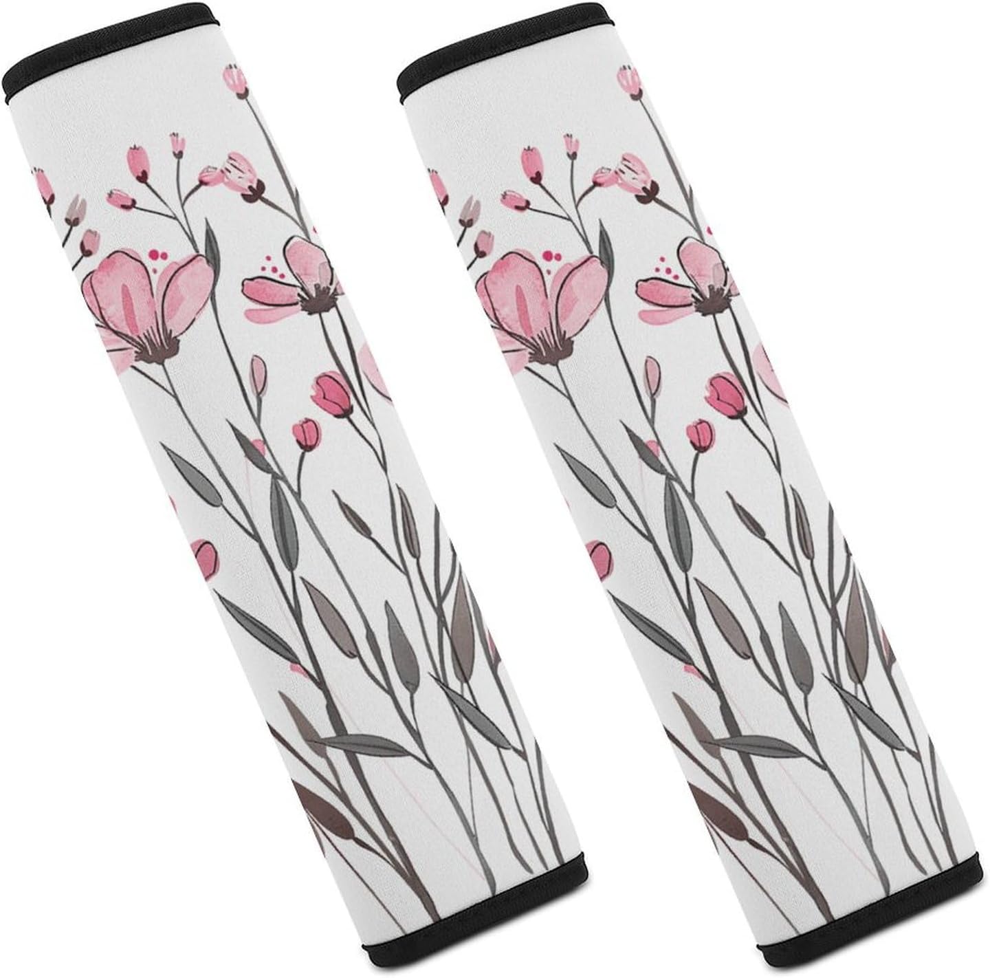 2 PCS Super Soft Car Seat Belt Pad, Cute Peach Wild Flower Printed Waterproof Sweat-Absorbing Seat Belt Covers Backpack Shoulder Pad for All Car Seats Baby Strollers