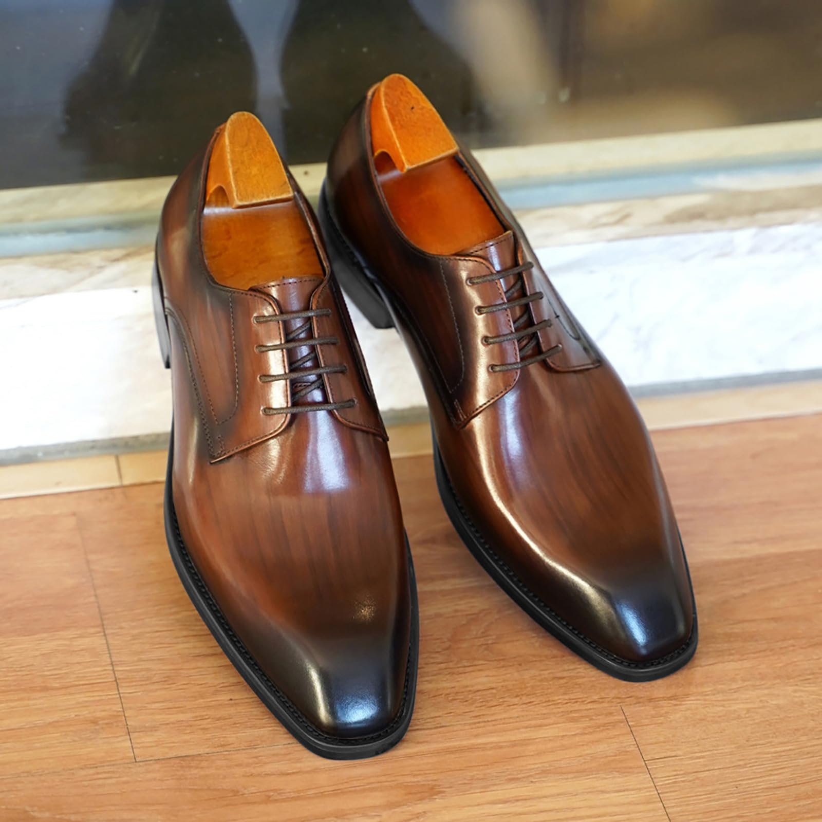 Scarpe da sposa da uomo, larghe, da lavoro, eleganti, in vernice Oxford, leggere, in pelle, classiche, in pelle