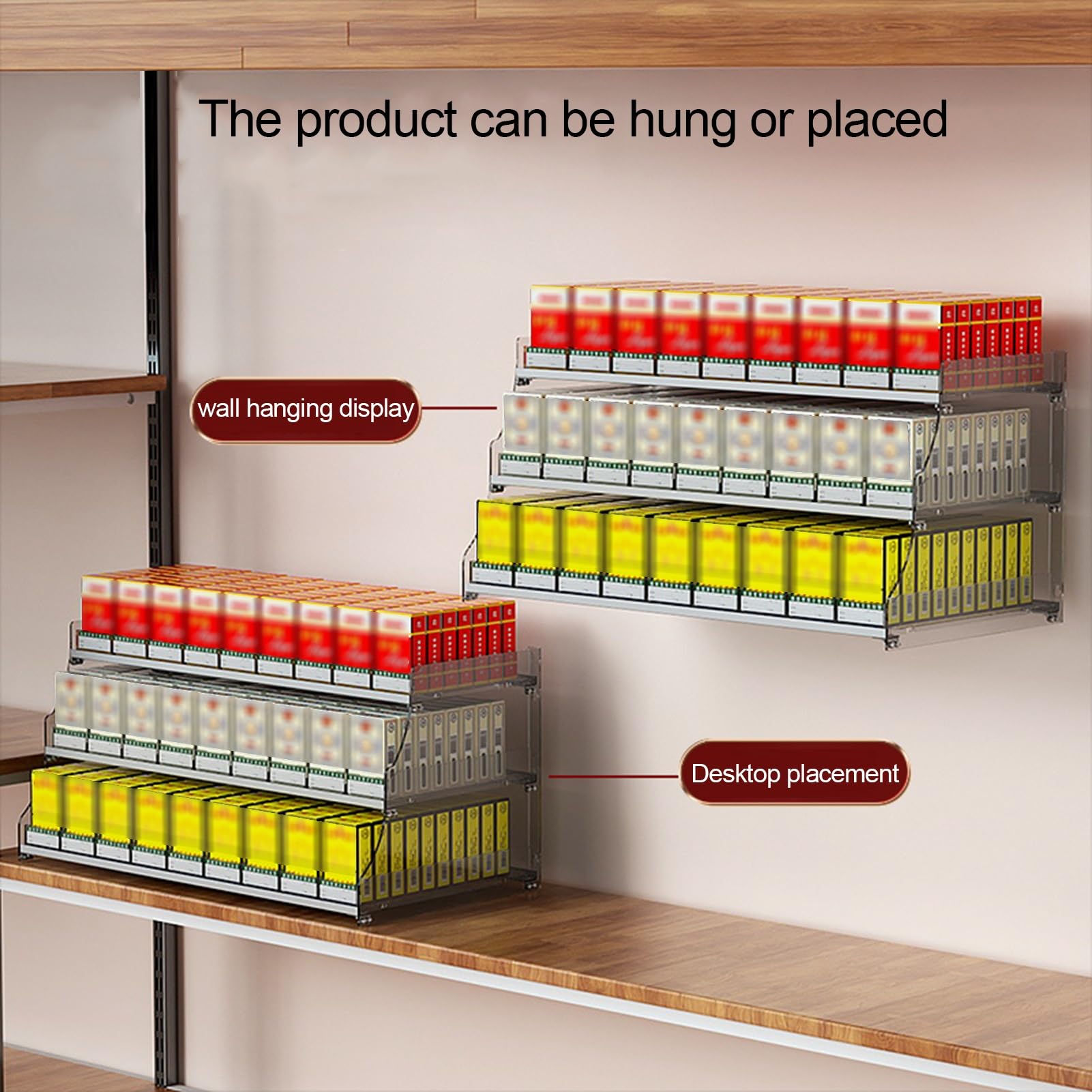 Espositore da parete in acrilico per sigarette e caramelle, vassoio automatico impermeabile a 2-4 livelli, organizer trasparente per negozi, 32,5x29x44,7 cm - Perfetto per minimarket e vetrine.