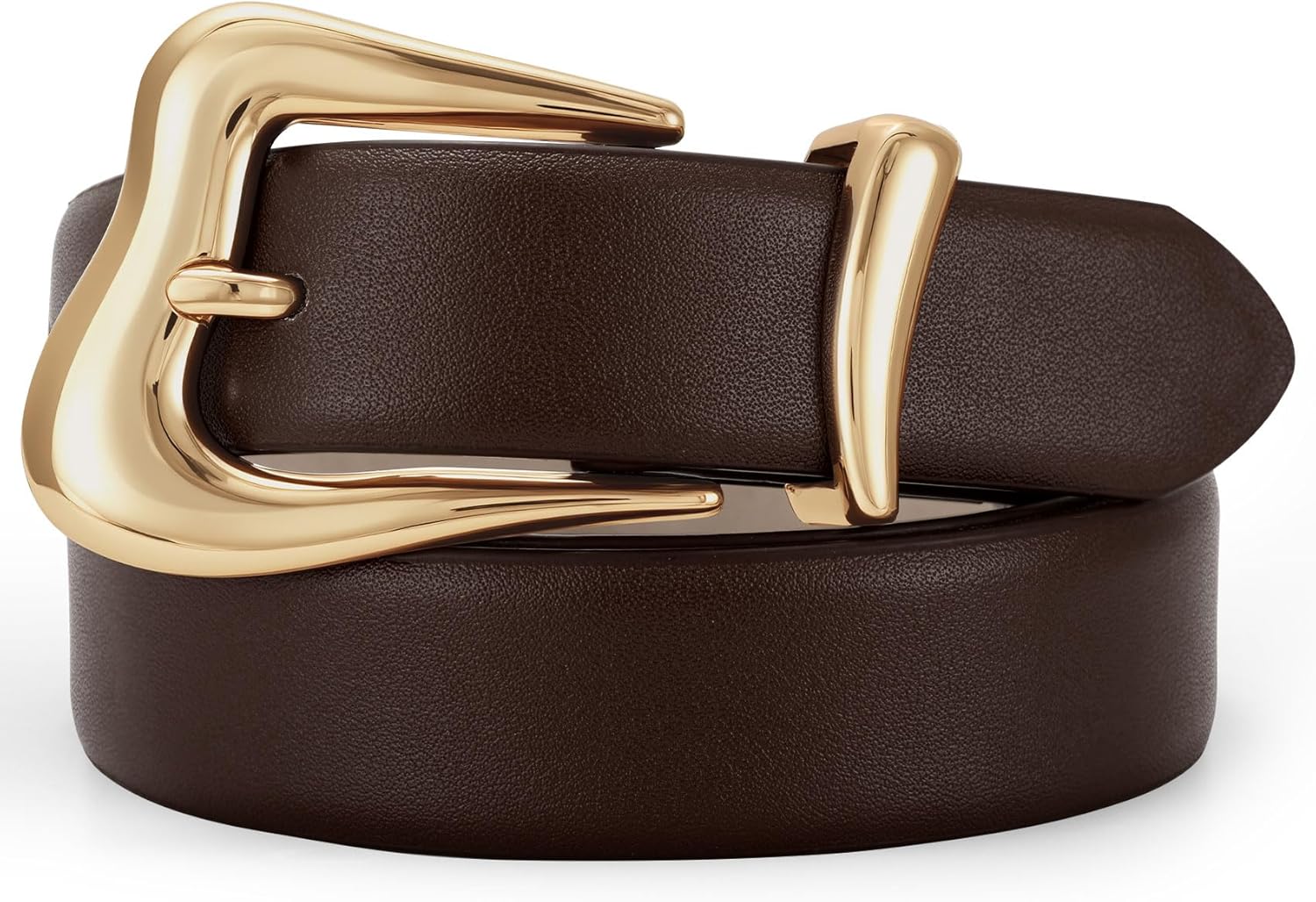 TRIWORKS Women Leather Belt with Gold Buckle Fashion Ladies Leather Waist Belt for Jeans Pants