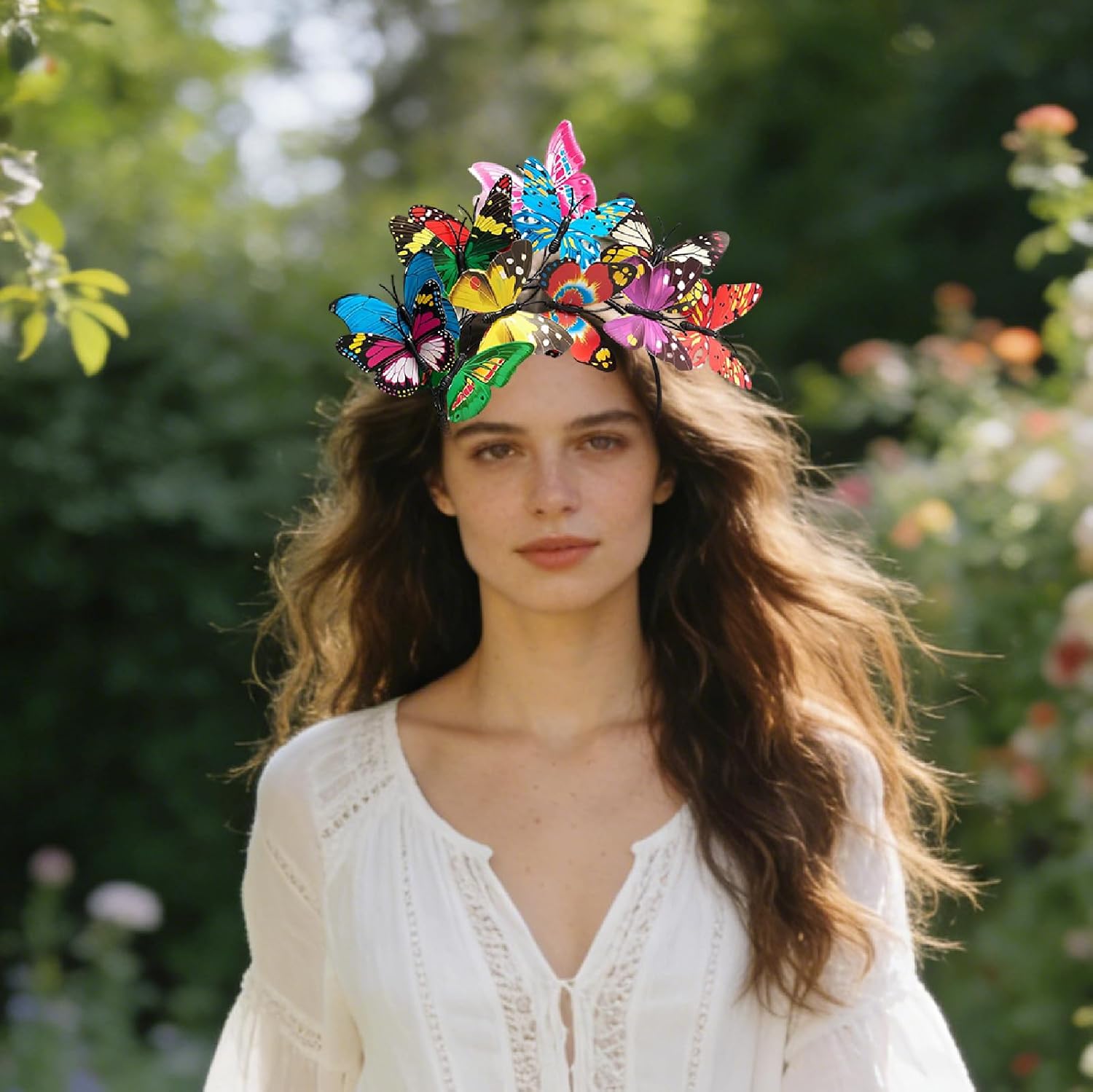 Butterfly Headband Fascinator Hat Adjustable for Women Tea Party Halloween Costume Accessory image 5