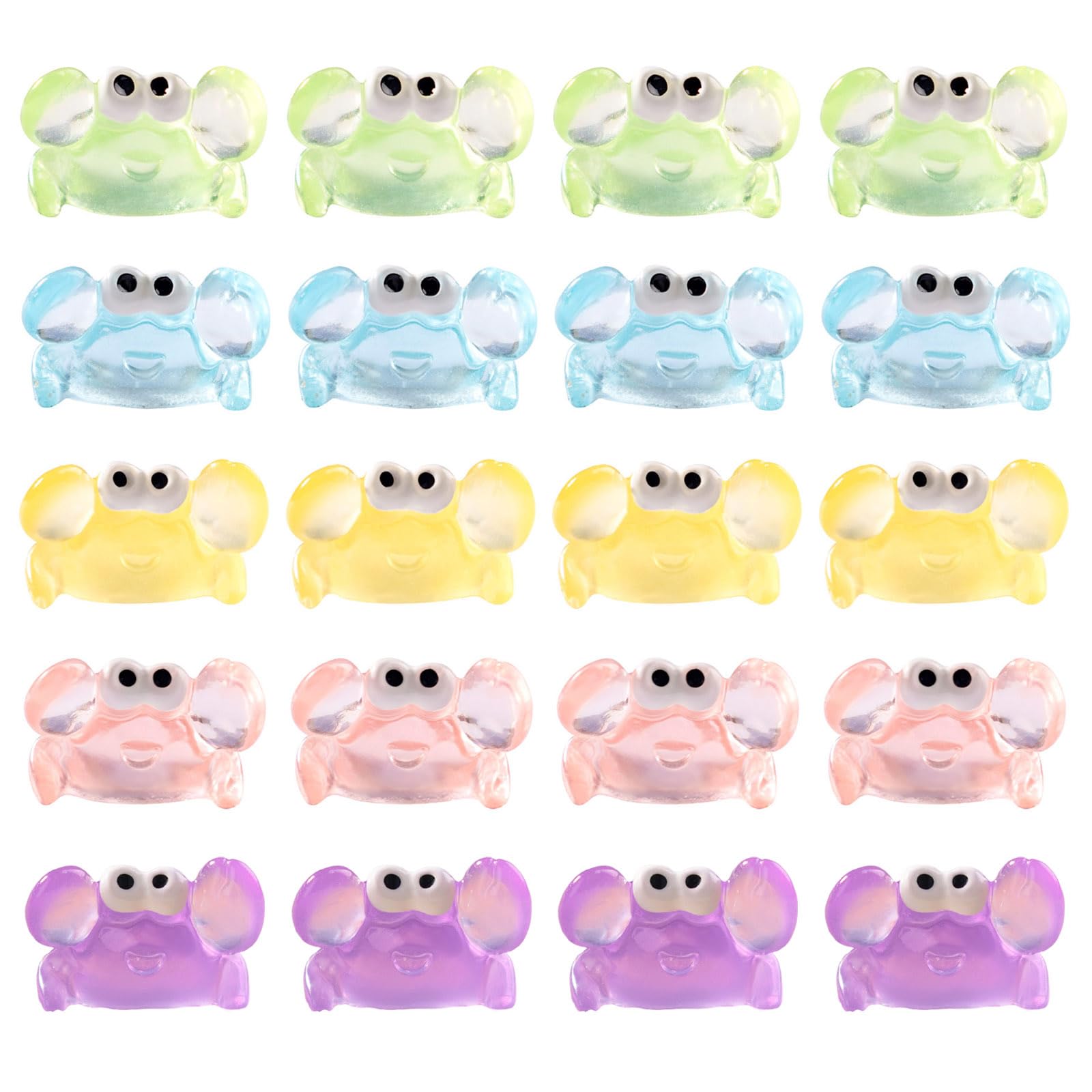 PANGBOER 20Pcs Luminously Multicolor Crabs Figurine Miniature Resins Decors Glows in Dark Ornaments Mystical Landscape Display Resins Crabs Sculpture